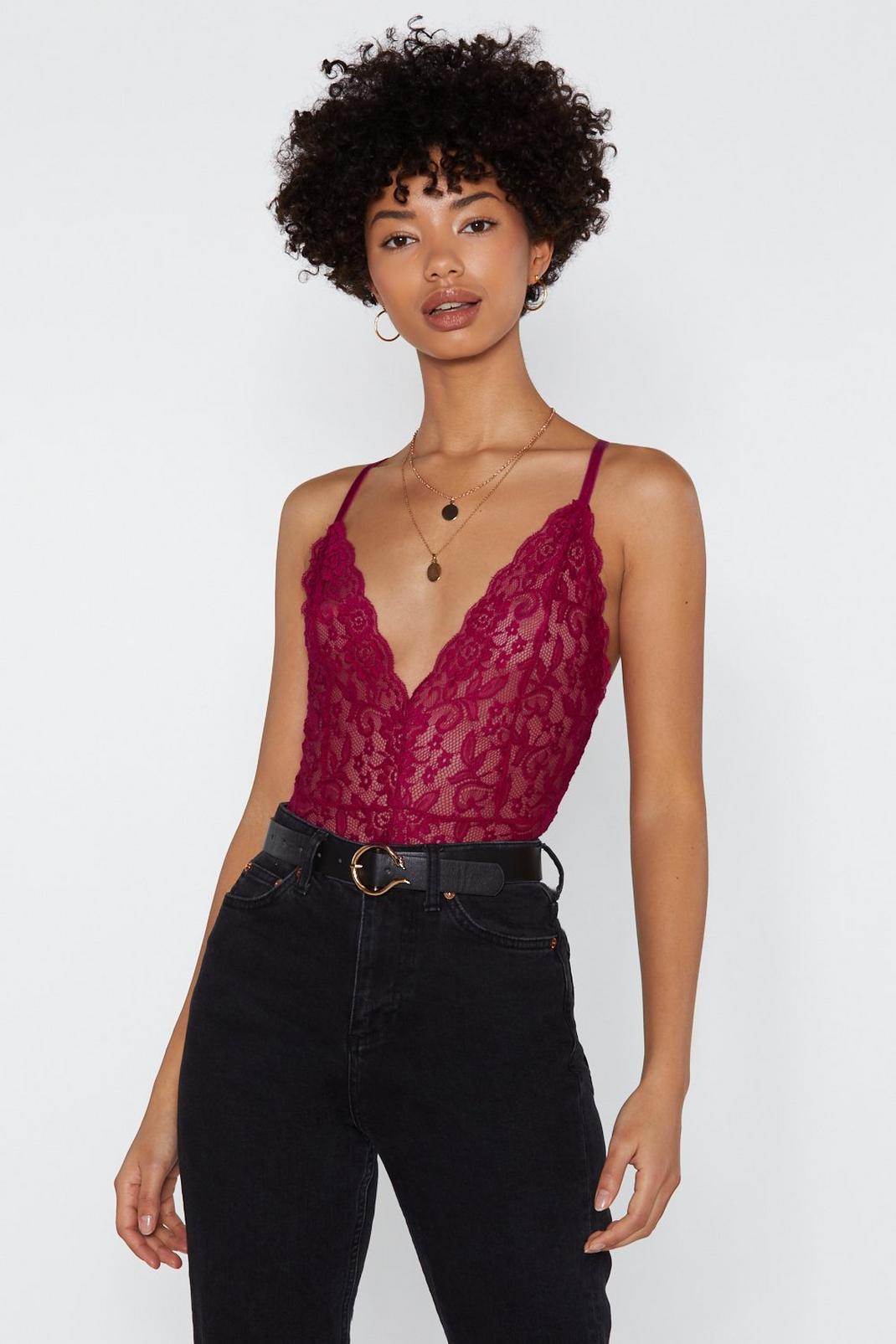 Body Party Lace Plunging Bodysuit image number 1