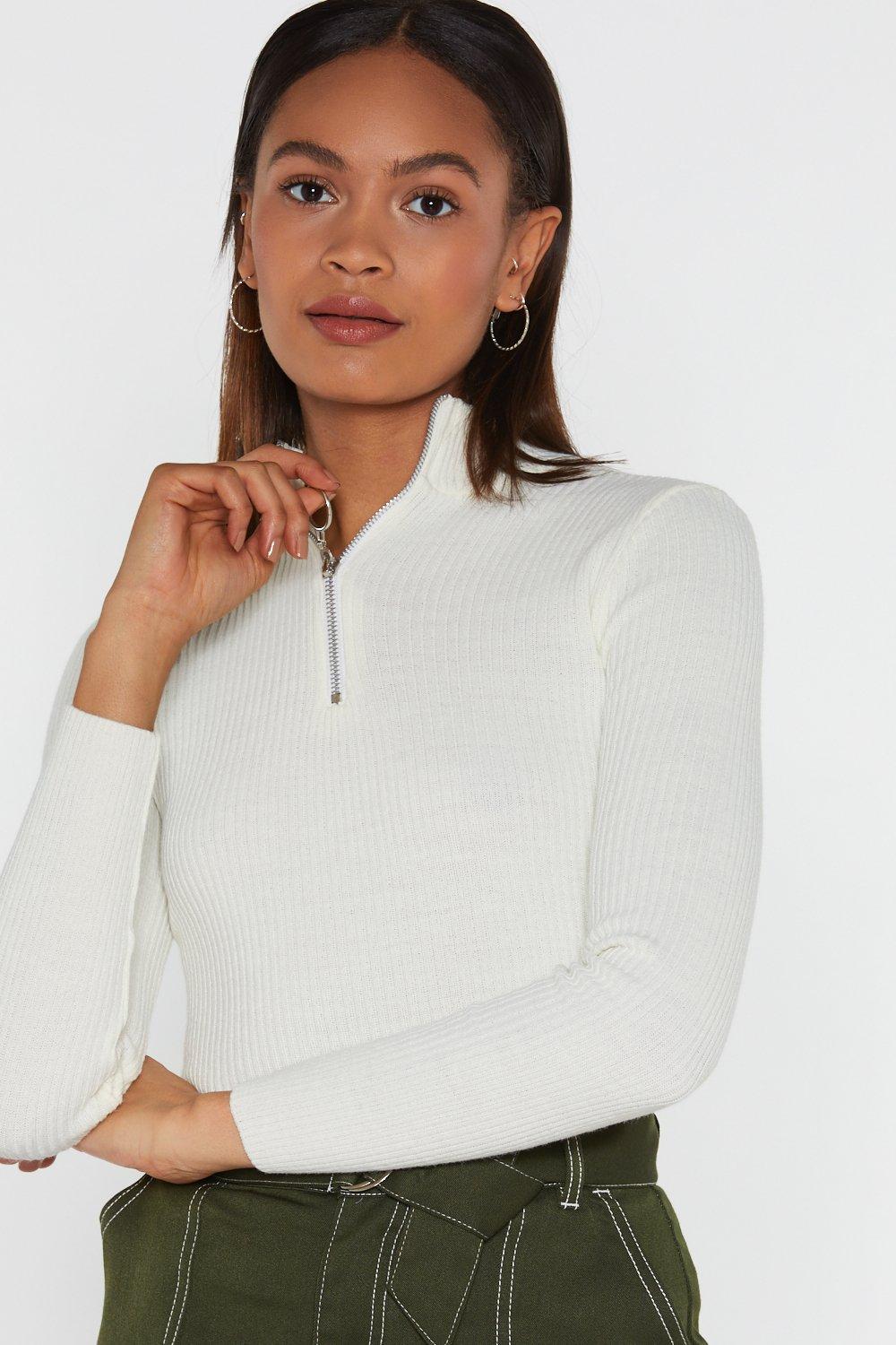 white high neck sweater