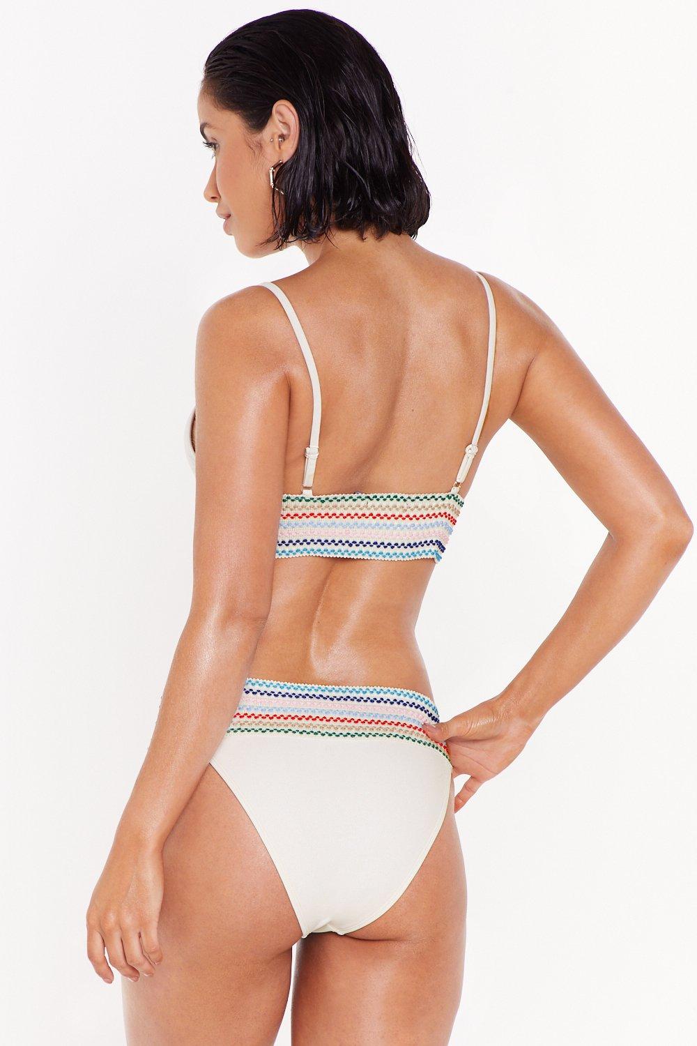 Rib Stripe Scoop Bikini Top