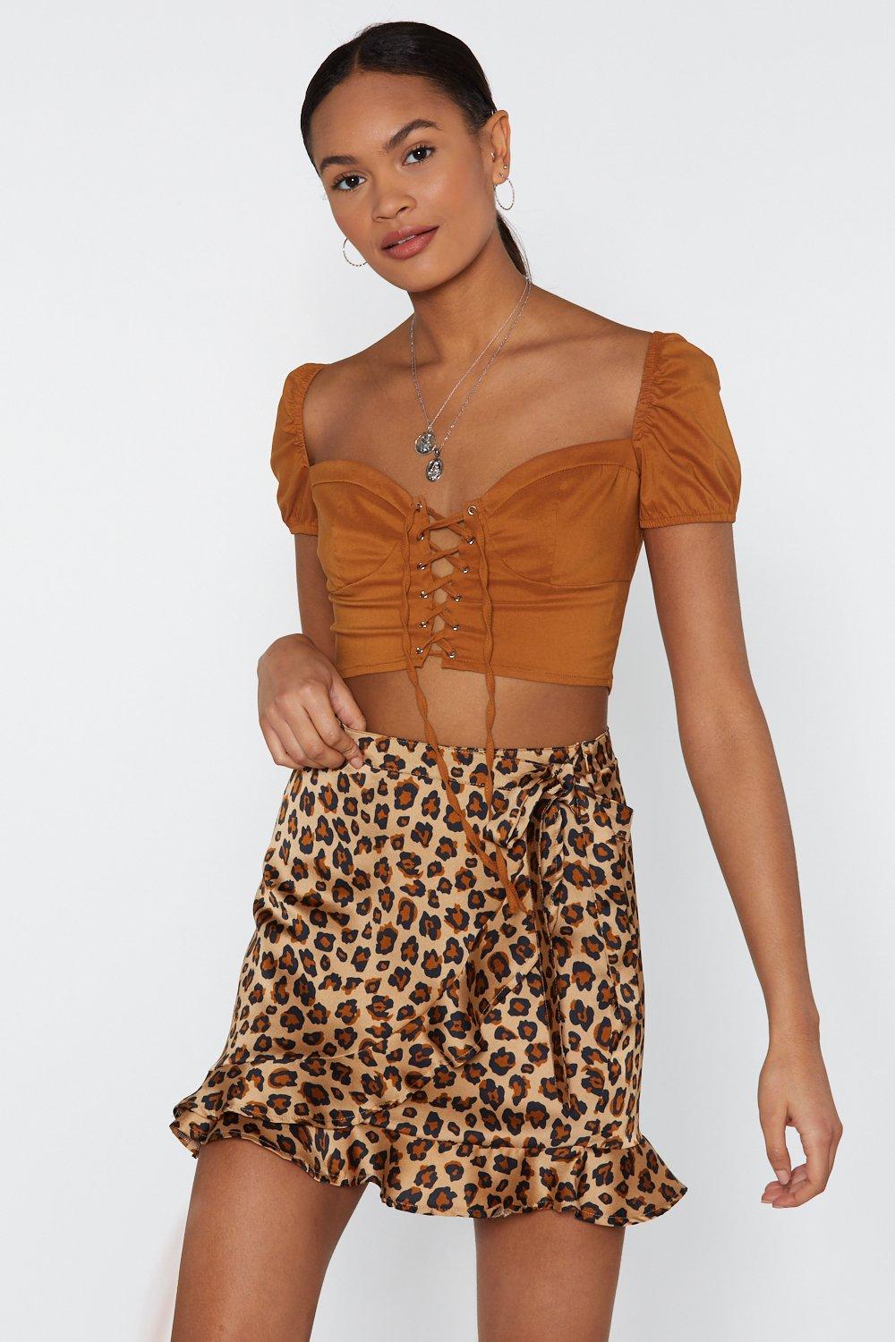 Leopard print wrap outlet skirt missguided