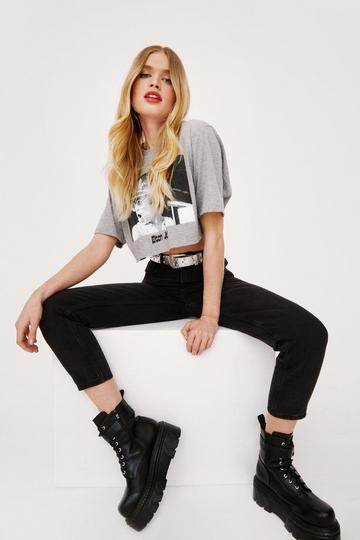 Black Washed High Waisted Straight Leg Cropped Jeans