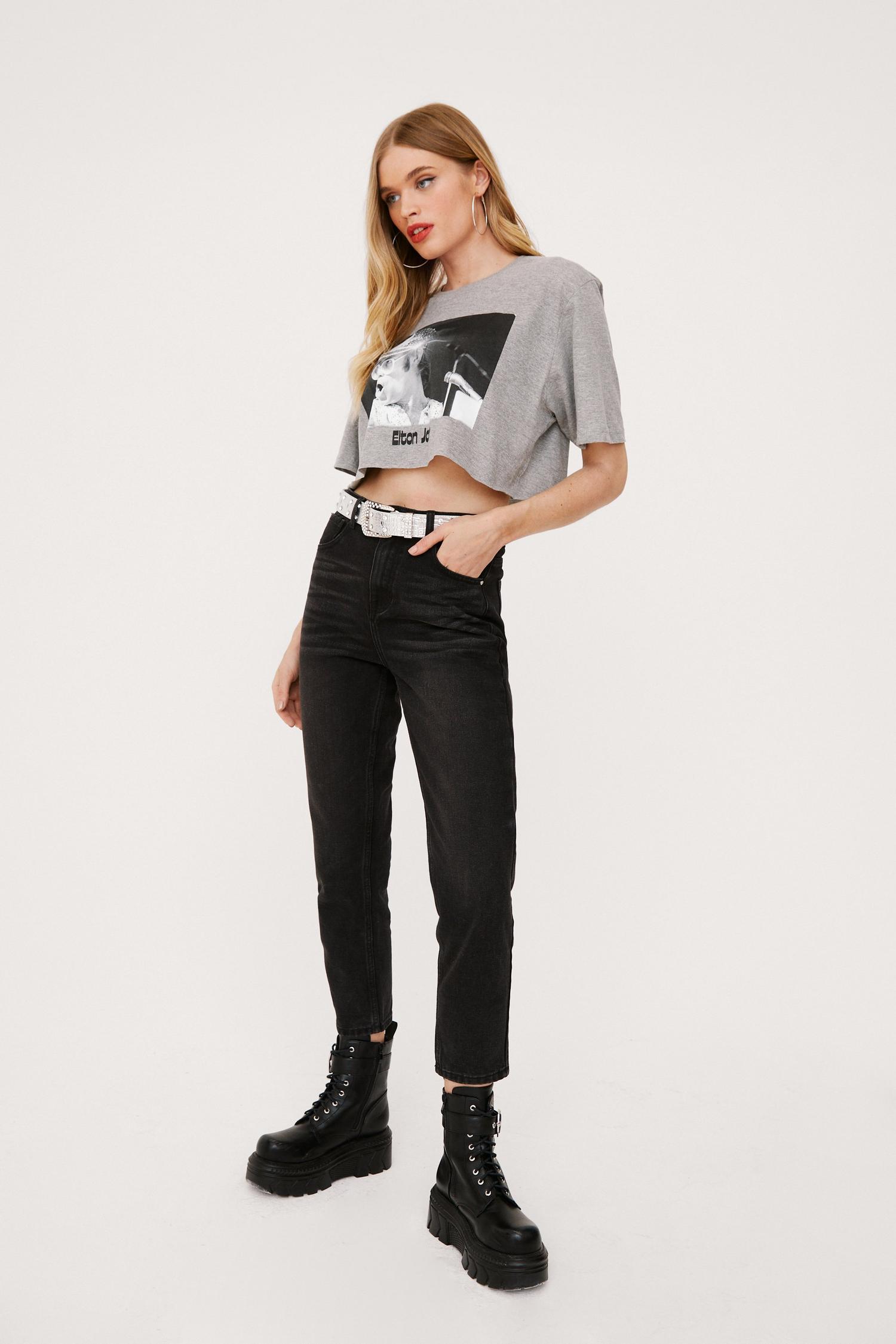black cropped straight leg jeans