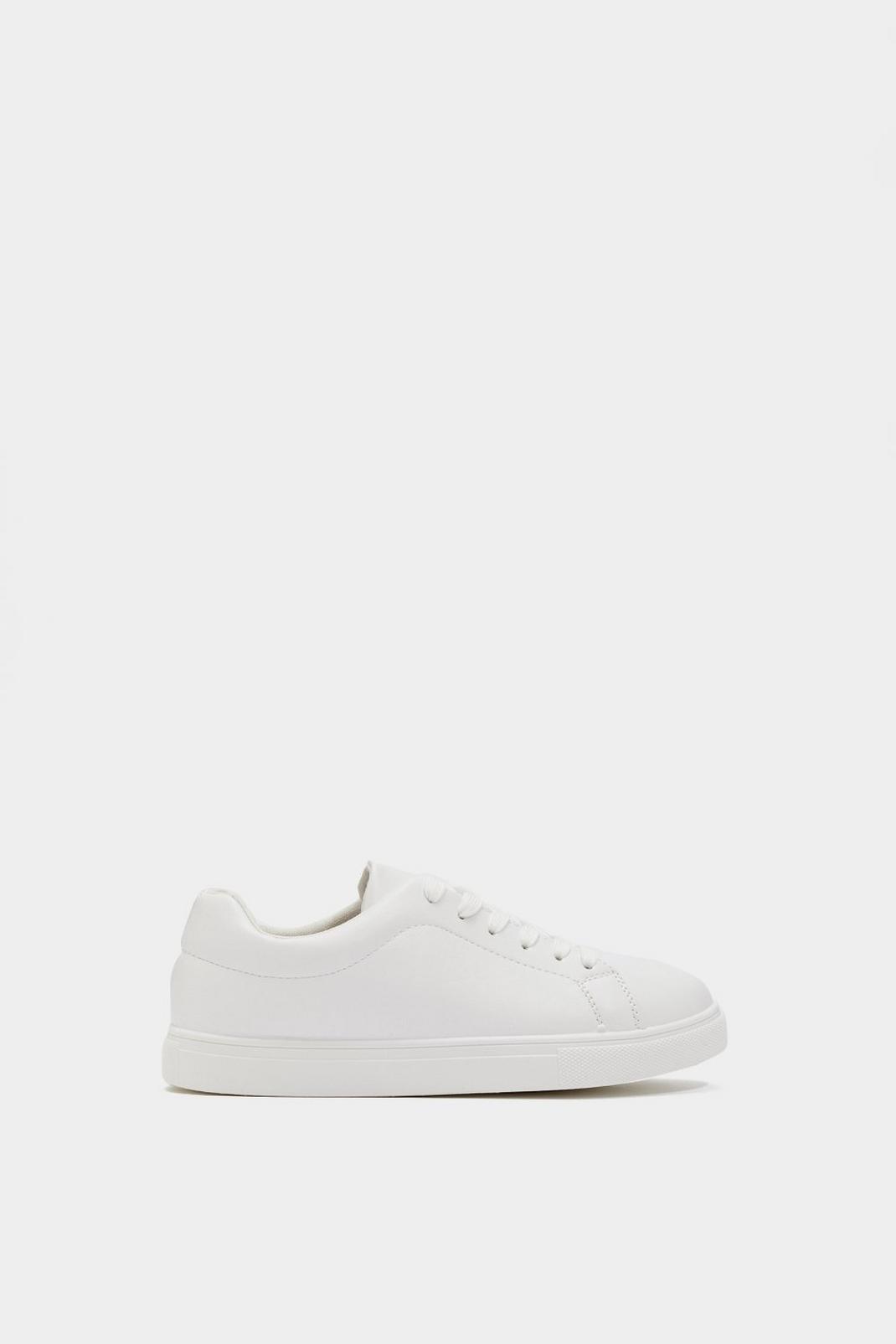 173 Basic Faux Leather Lace Up Sneakers image number 2