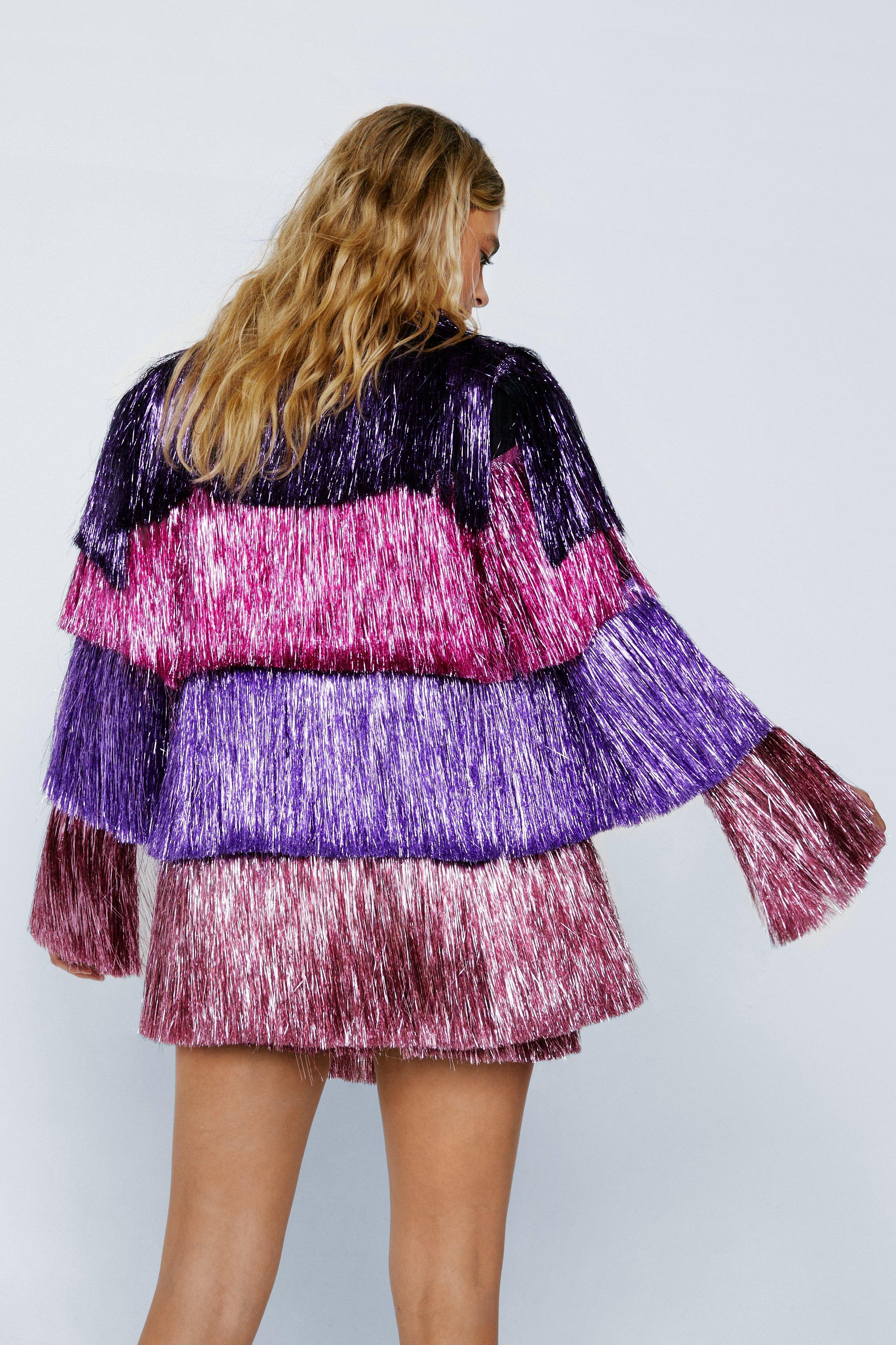 Multicolored Tiered Tinsel Fringe ...