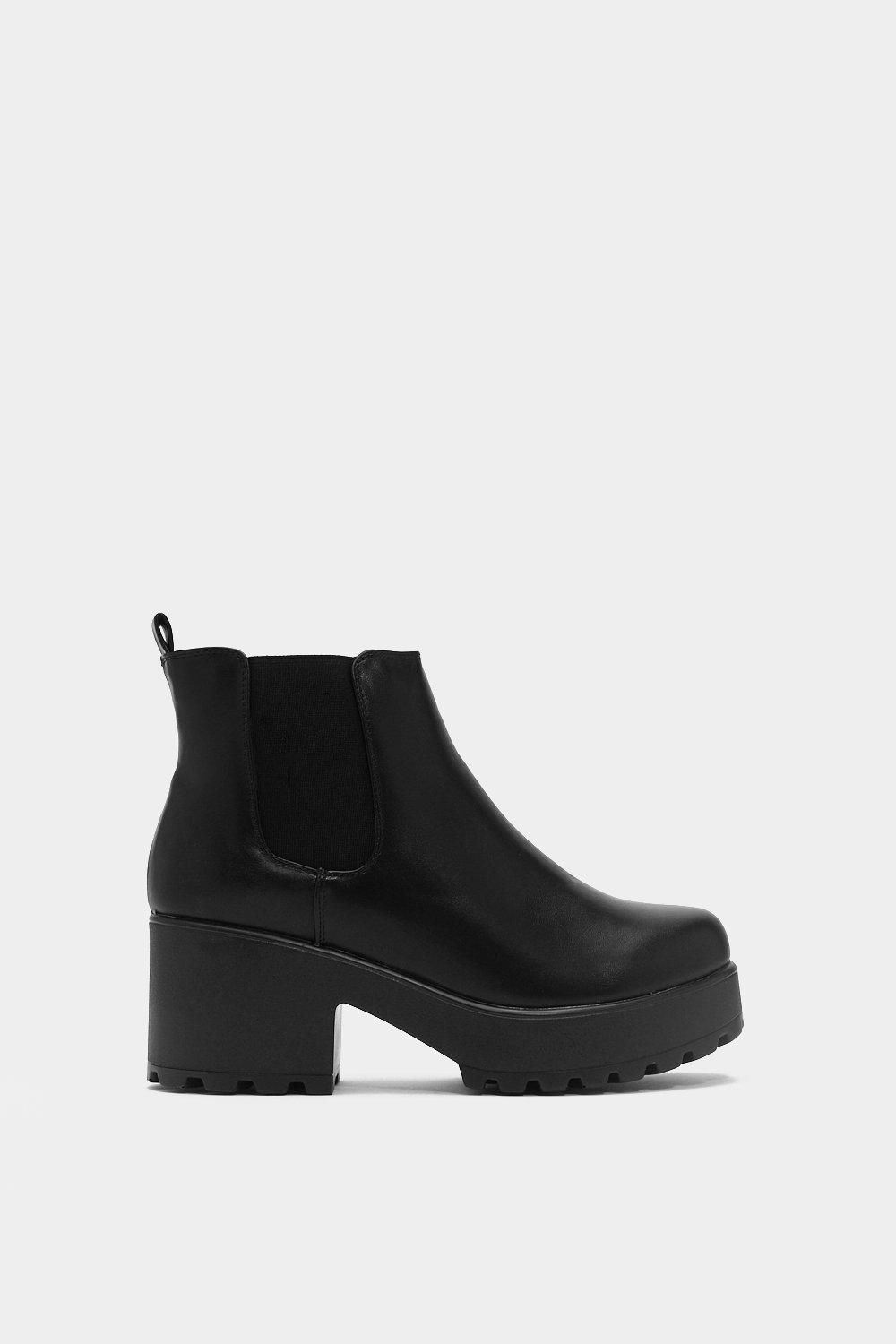 chunky black platform ankle boots