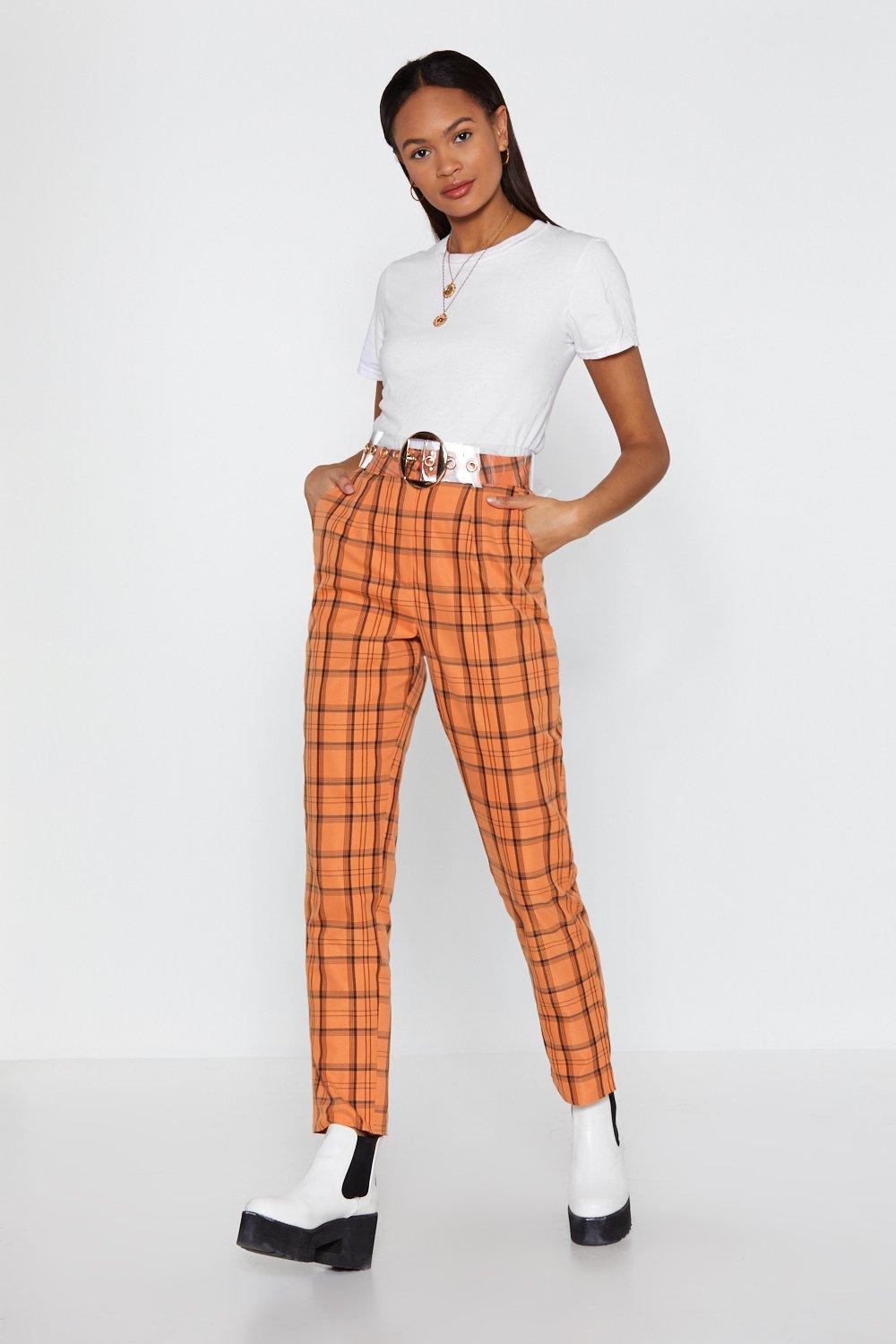 tapered check pants