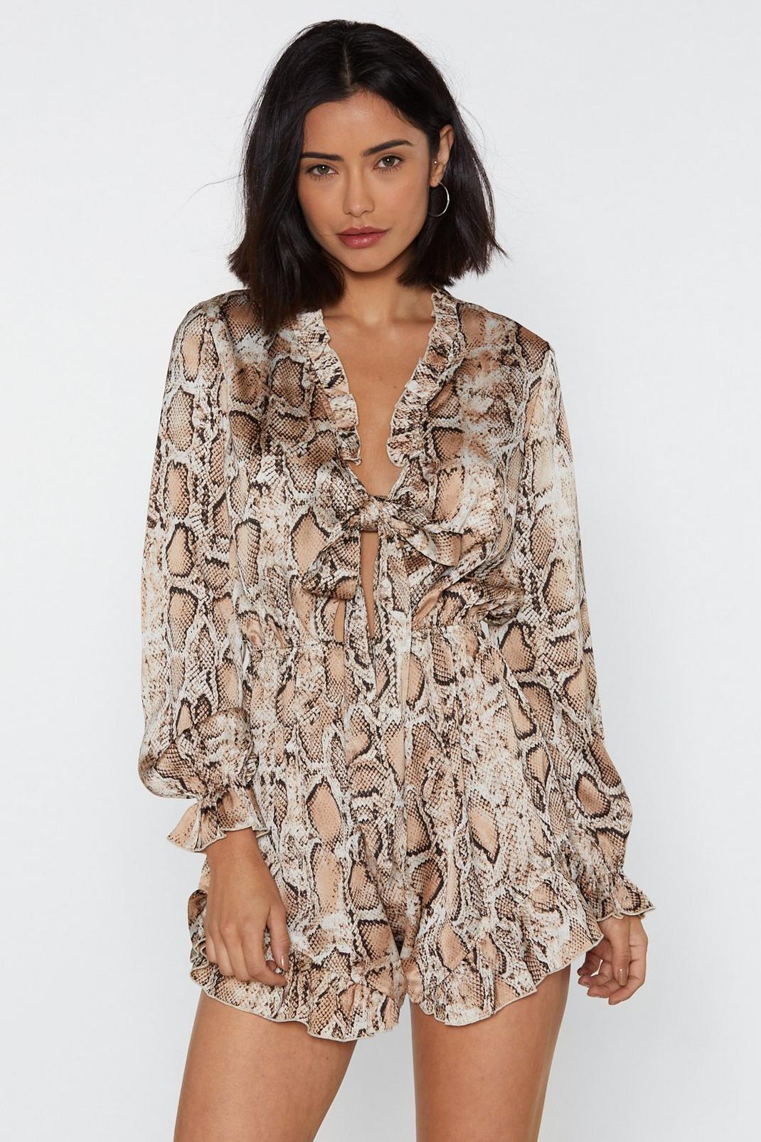 Snake the High Road Ruffle Tie Playsuit image number 1
