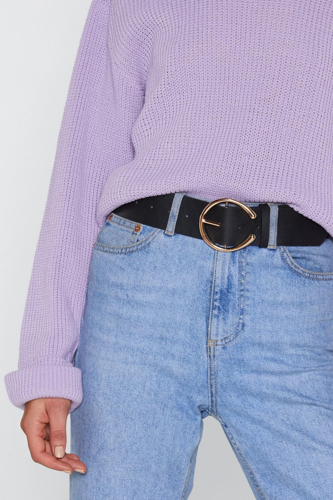 Faux Leather Round Buckle Belt image number 1
