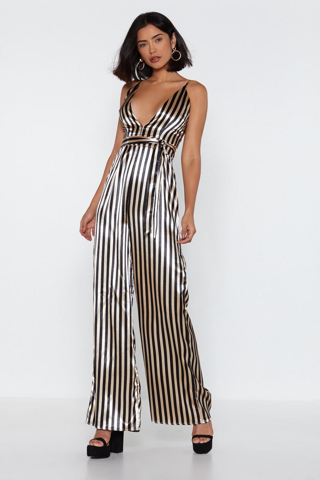 Stripe to Me Plunging Wide-Leg Jumpsuit | Nasty Gal