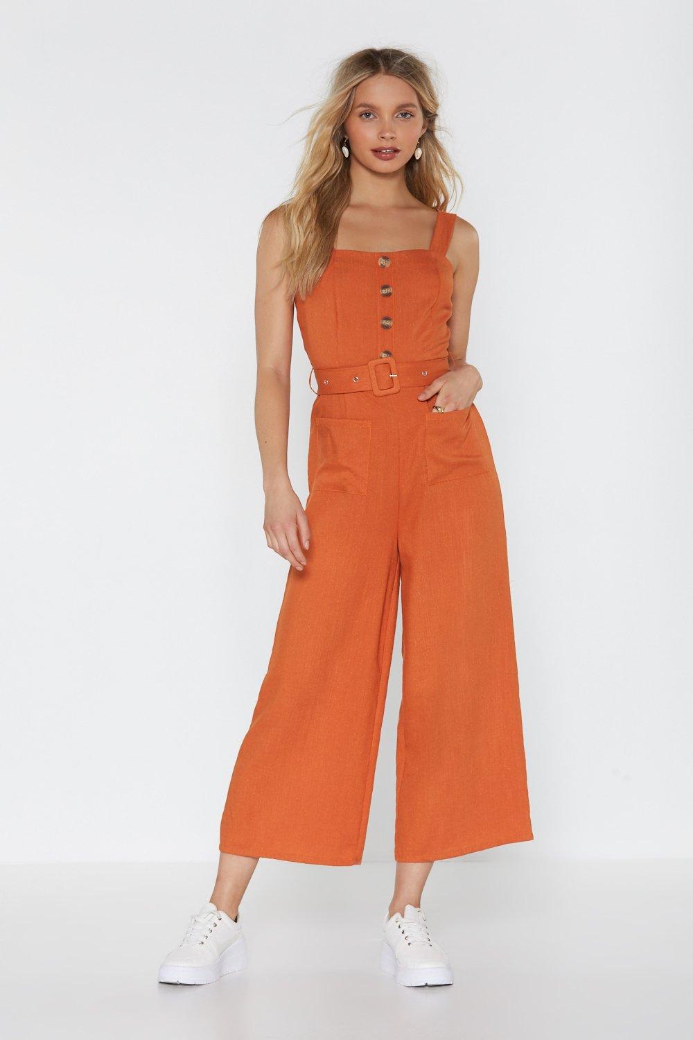 linen jumpsuit with buttons