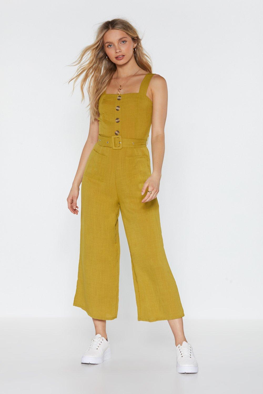 linen button jumpsuit