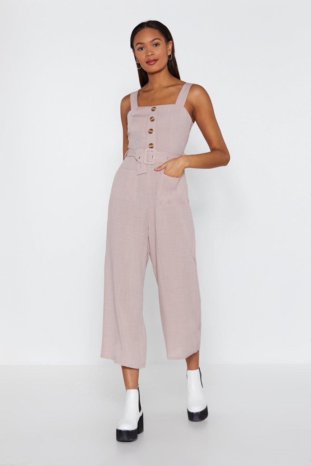 linen jumpsuit with buttons