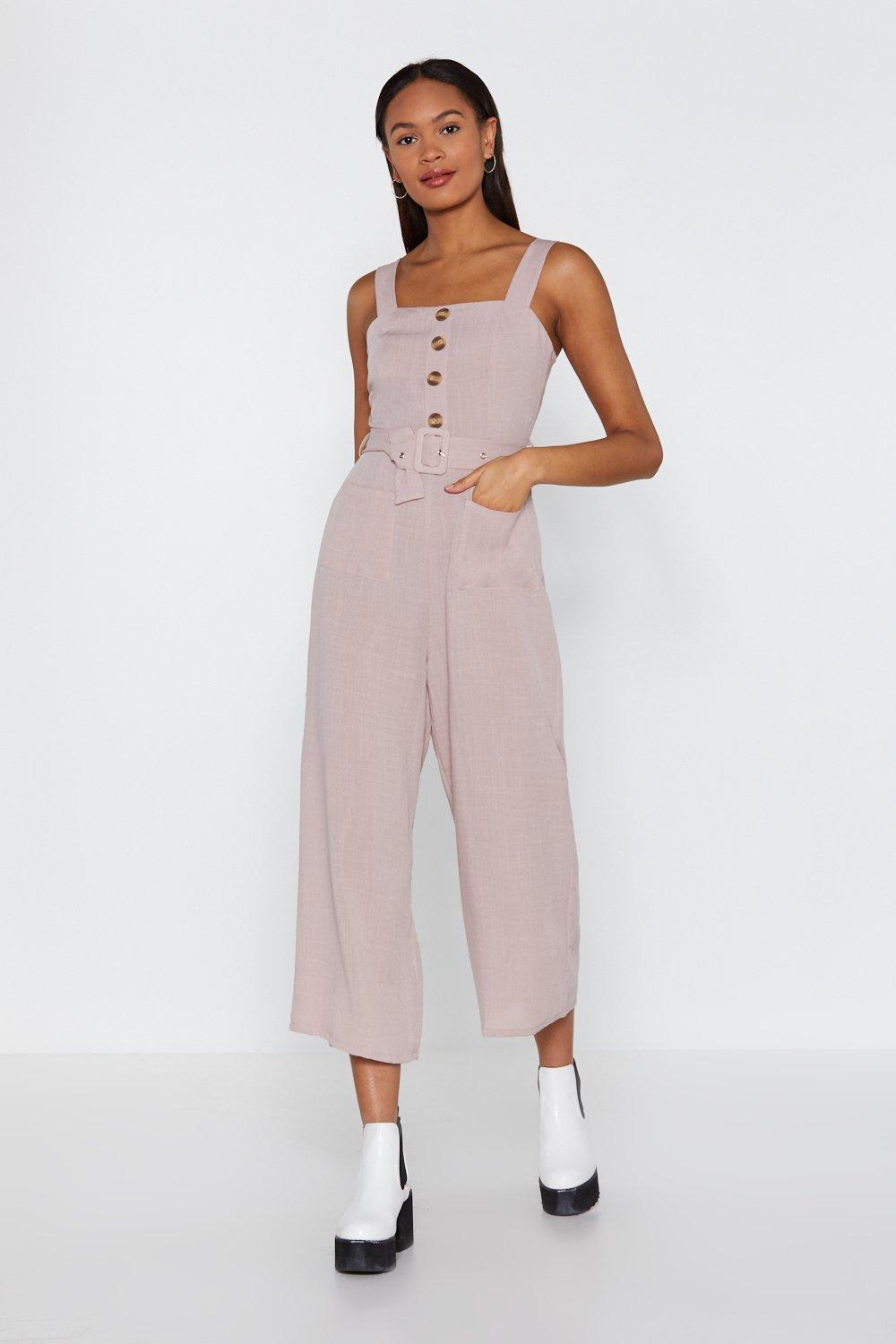 linen button jumpsuit