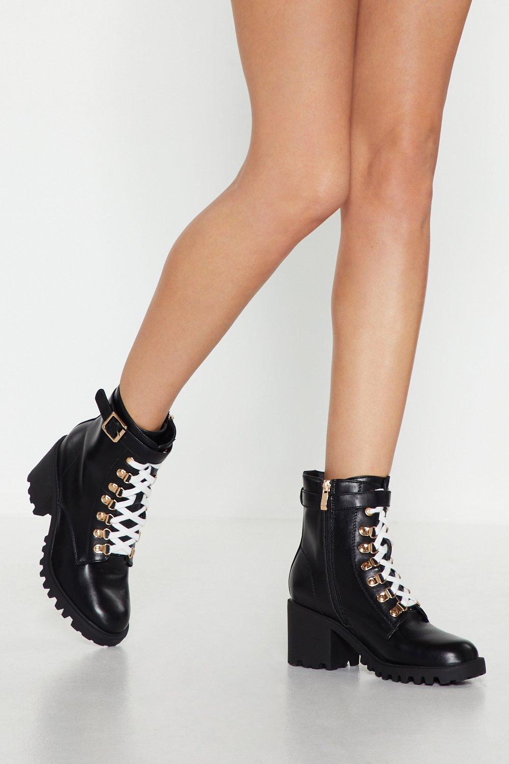 black lace up hiker boots