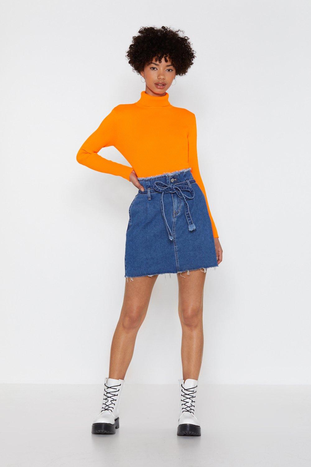 paperbag waist denim skirt