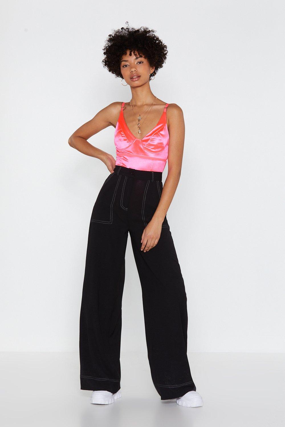 black high waisted wide leg pants outfit