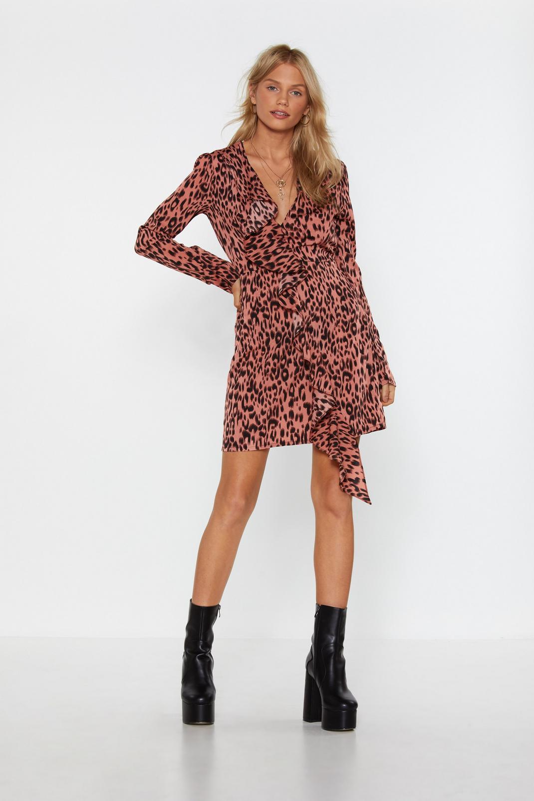 Oh Hey Purr-Friend Ruffle Leopard Dress image number 1