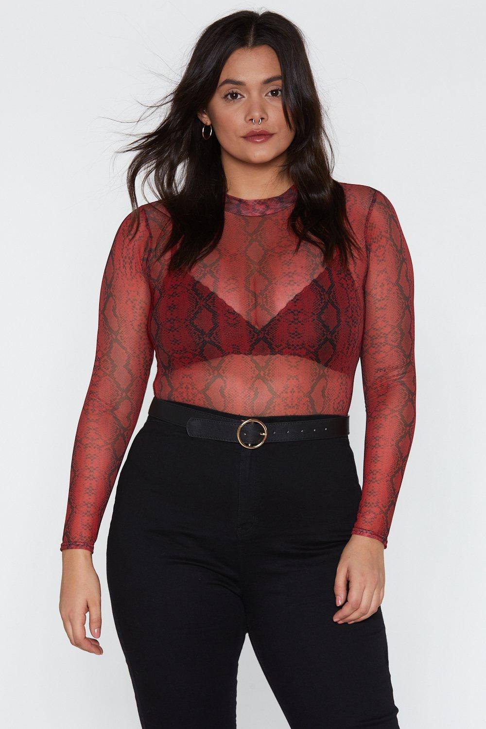 red mesh bodysuit