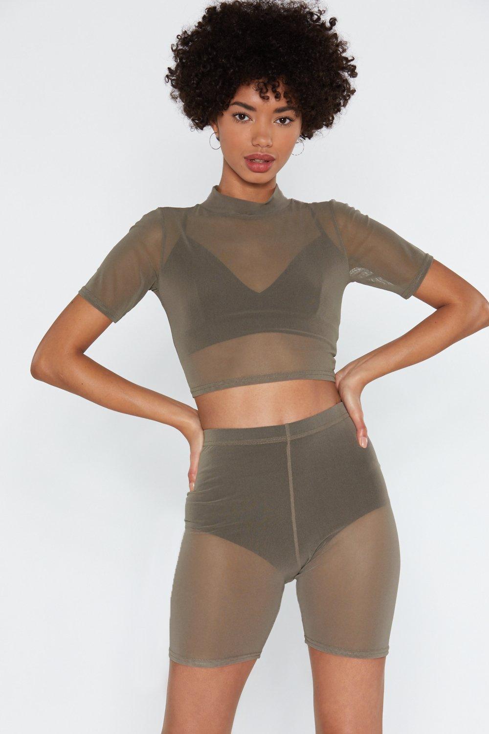 Sheer Mesh Biker Shorts