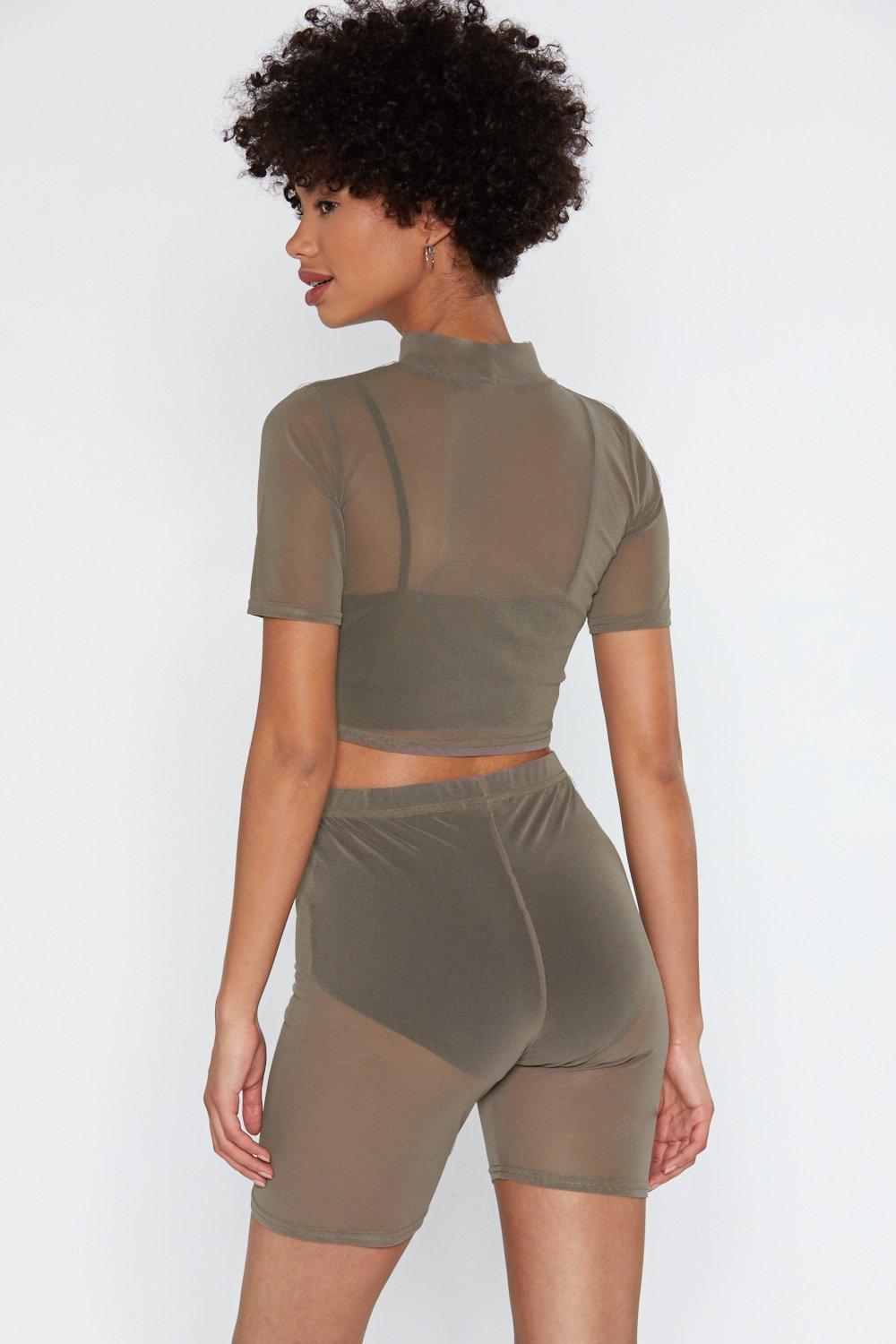 Mesh biker sale short set