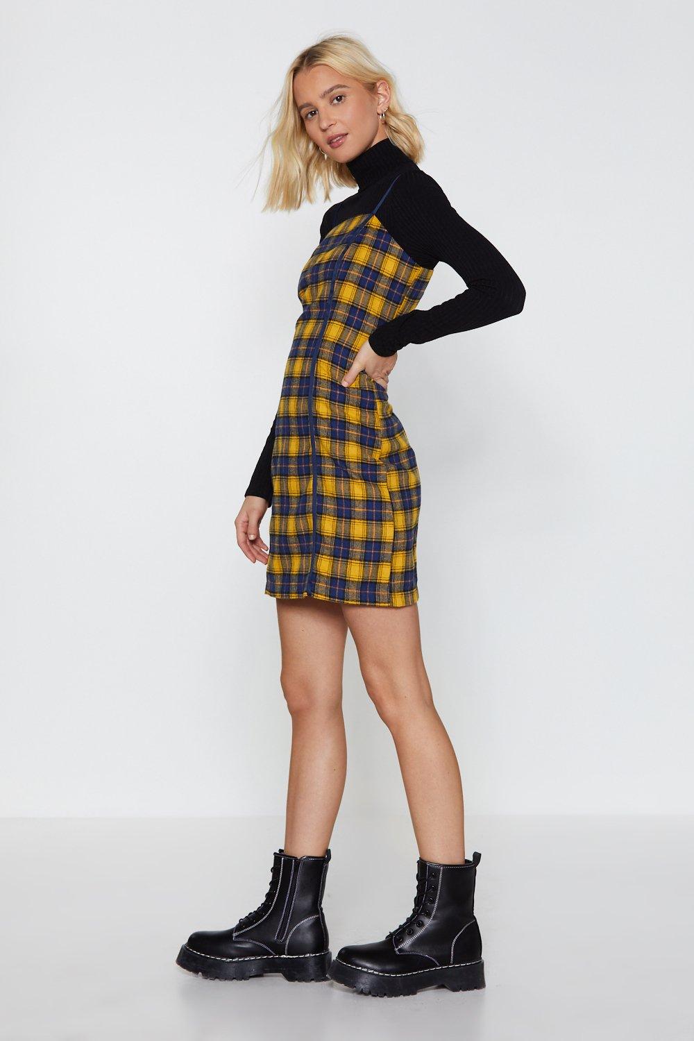 yellow tartan dress