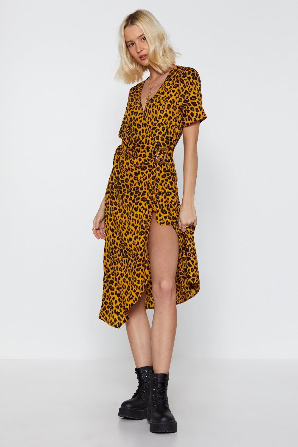 mustard animal print dress