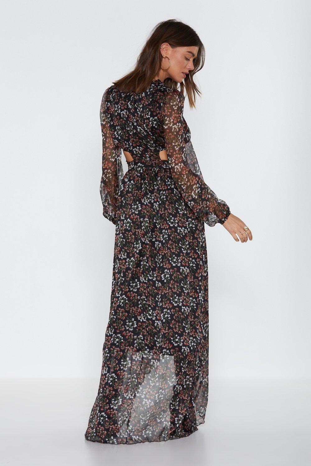 She's Blooming Floral Cut-Out Maxi Dress – Ellesh Couture