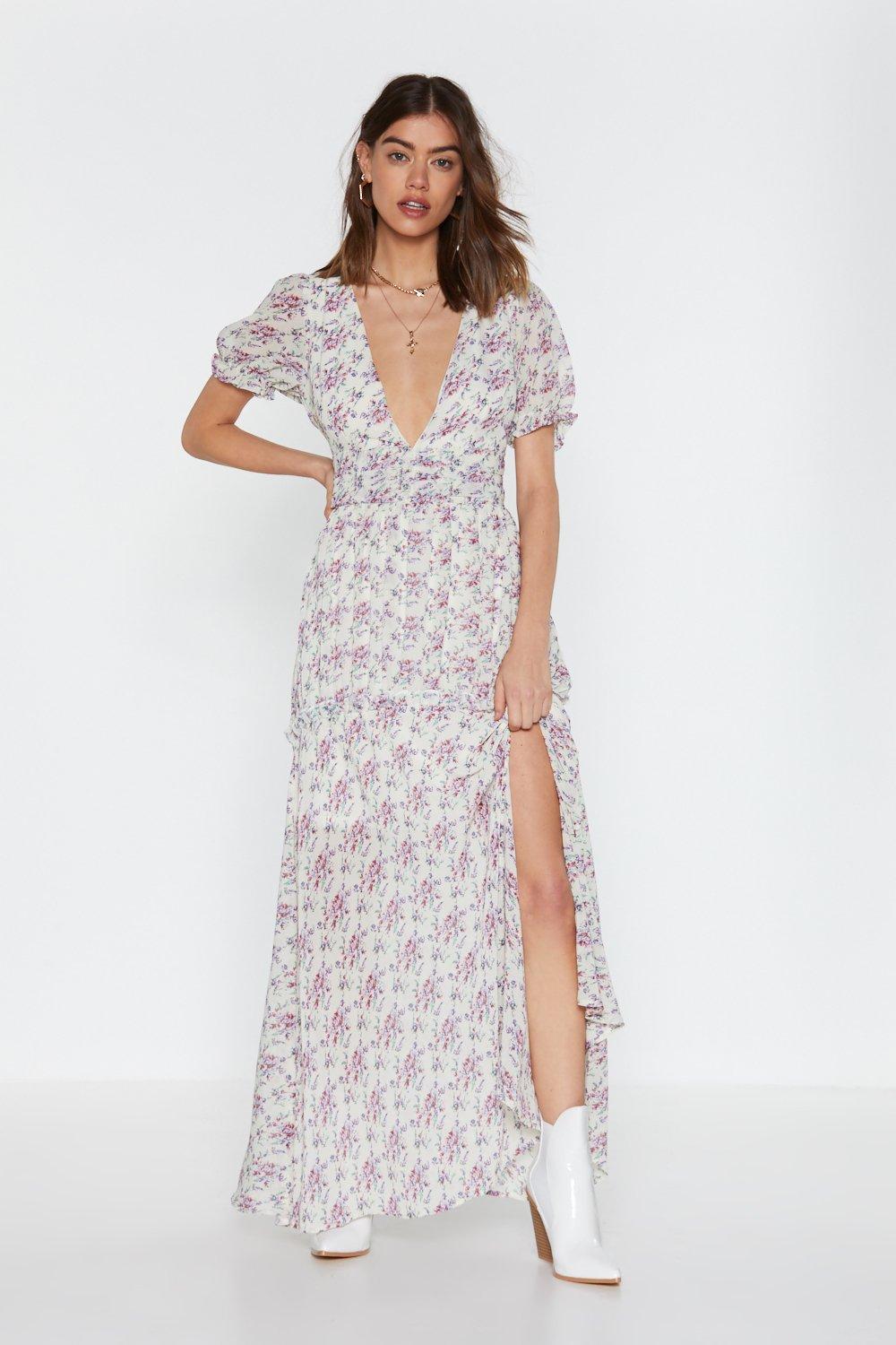 floral sleeve maxi dress