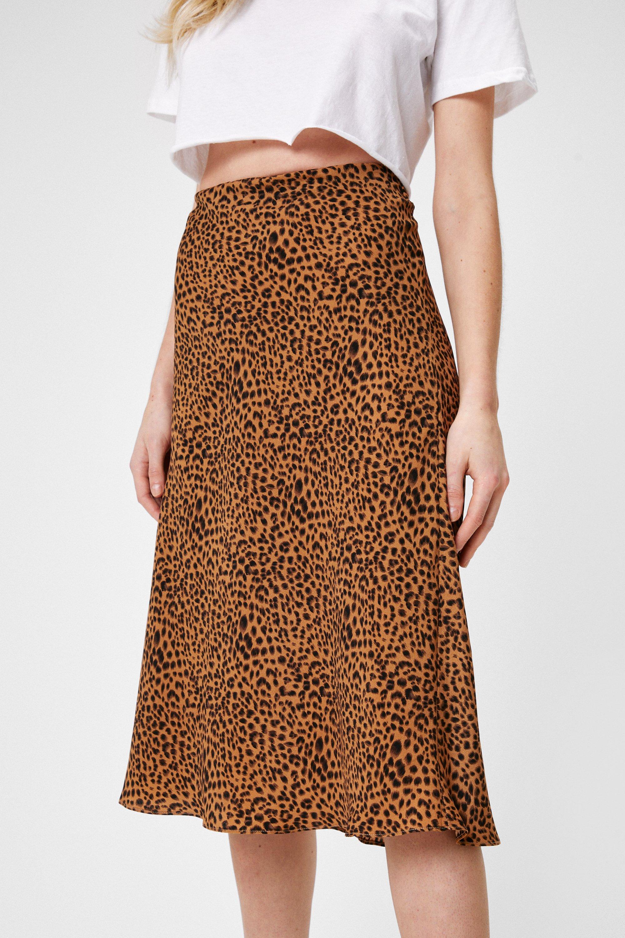 Leopard midi outlet skirt nasty gal