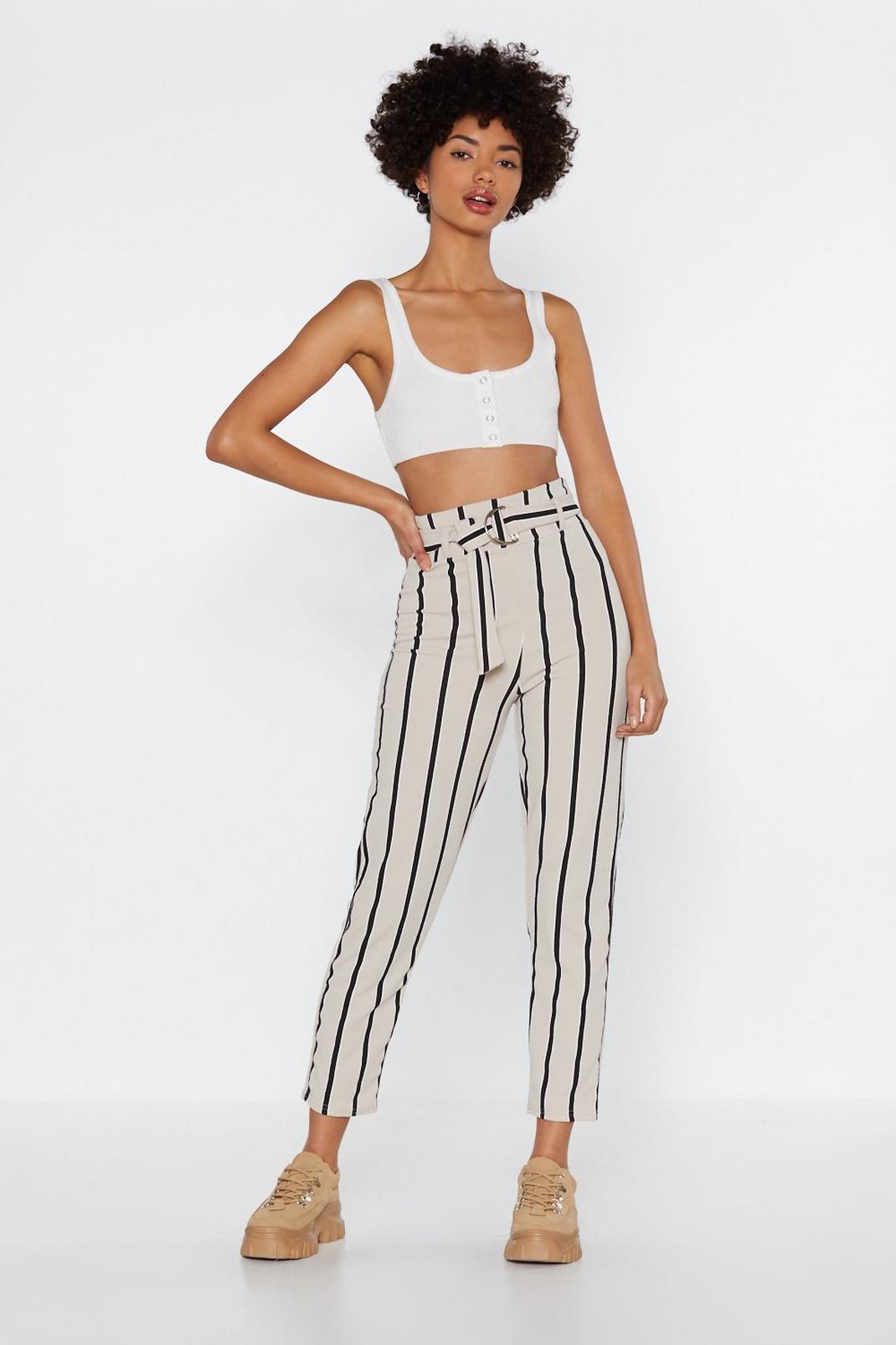Stripe Up Belted Trousers image number 1
