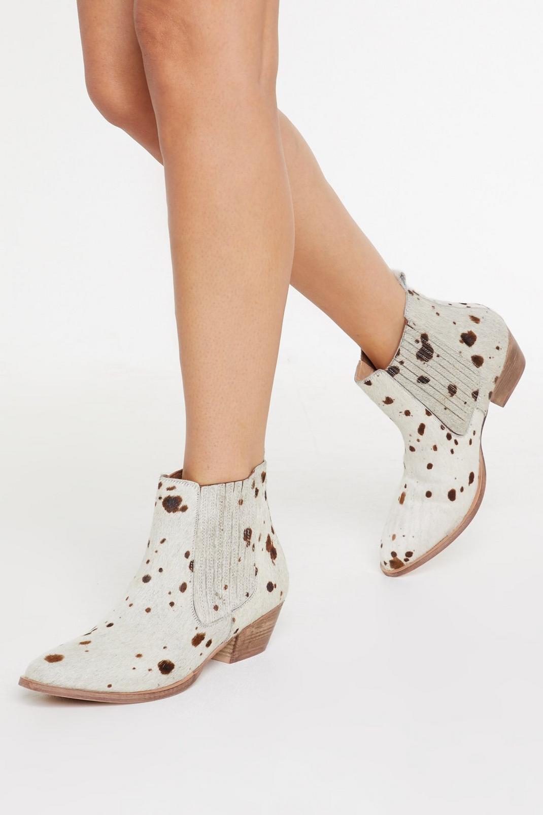 White Cow Does It Feel Pony Hair Boots image number 1