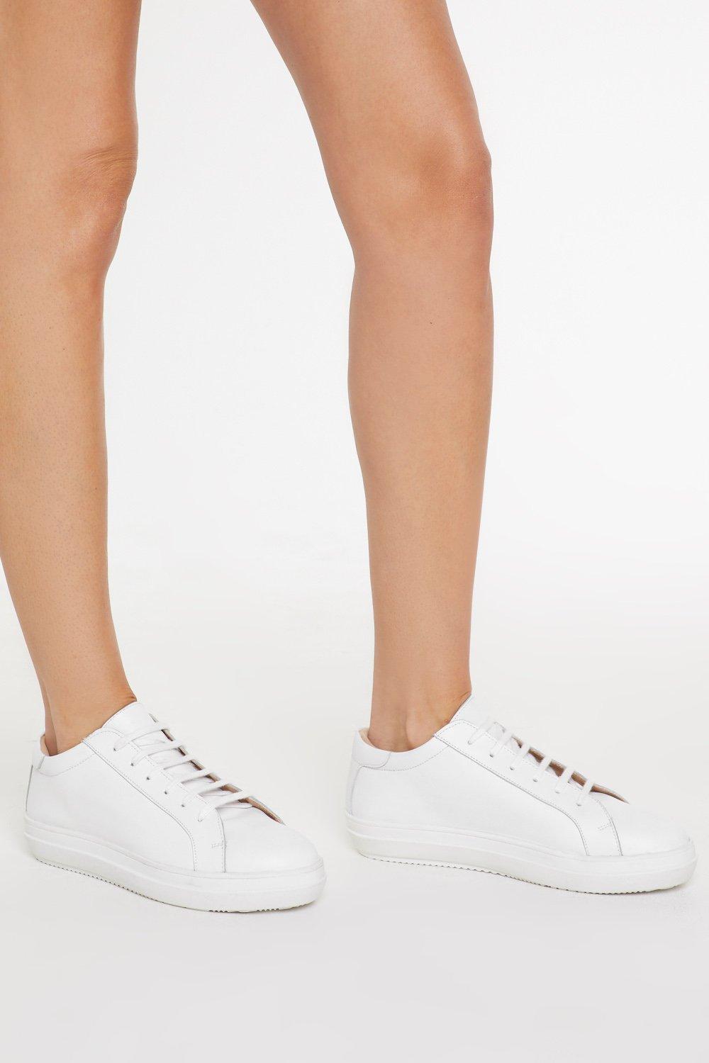 white lace up sneakers