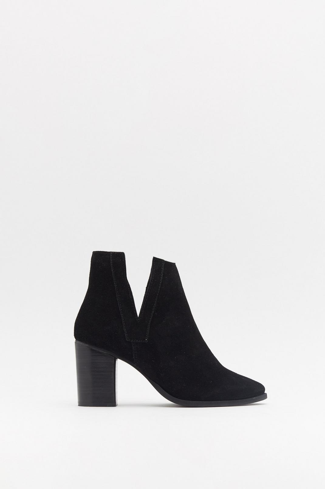V Gusset Cut Out Heeled Suede Boots image number 1