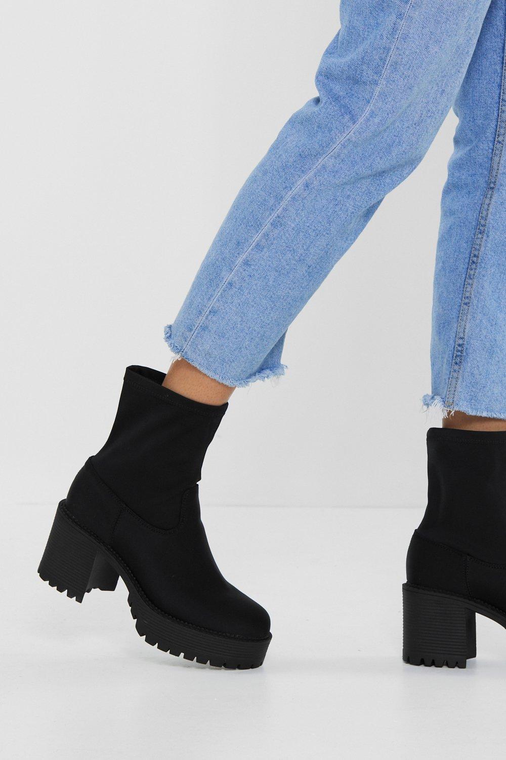 black platform sock boots