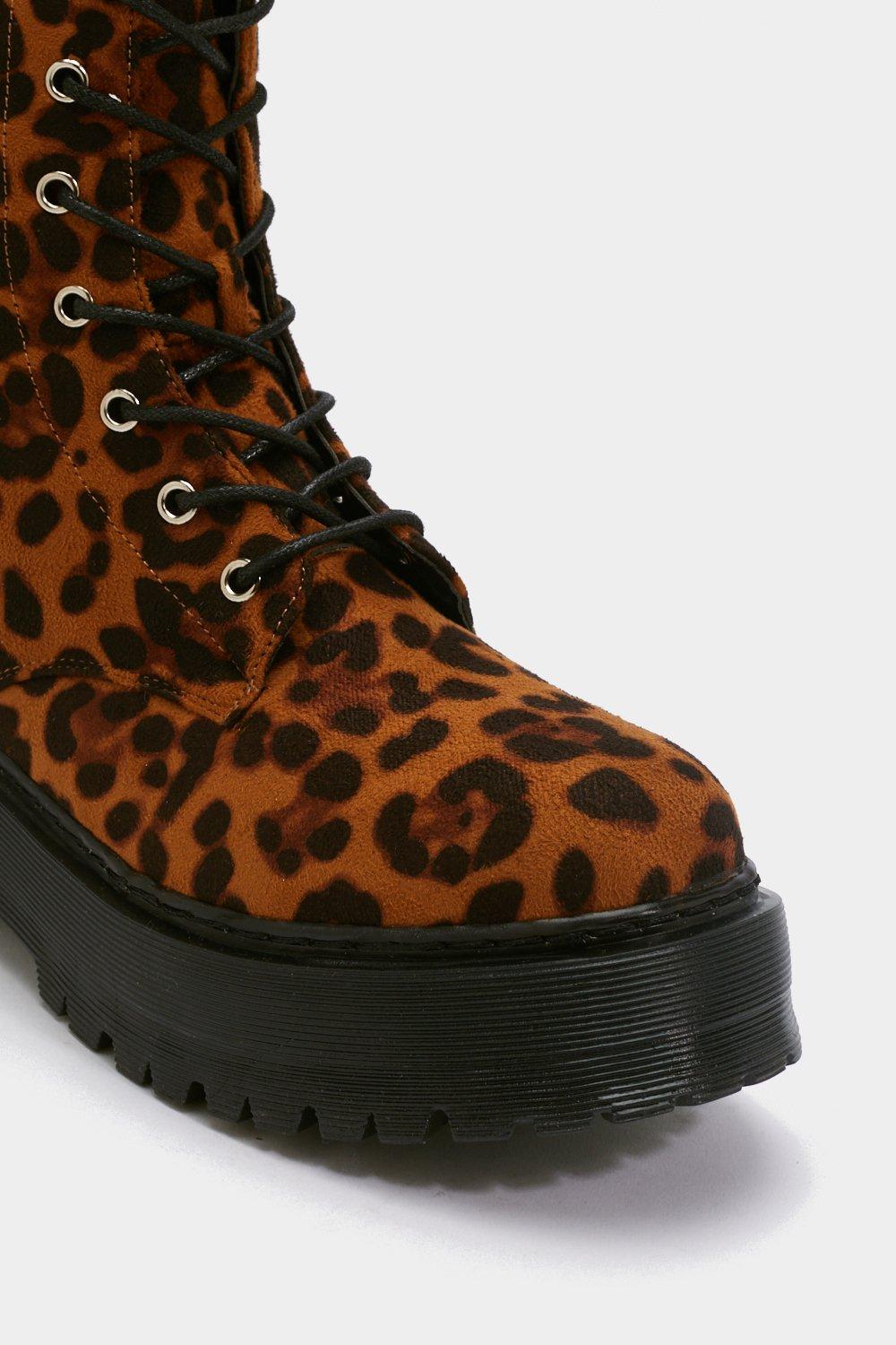 Lace up shop leopard boots