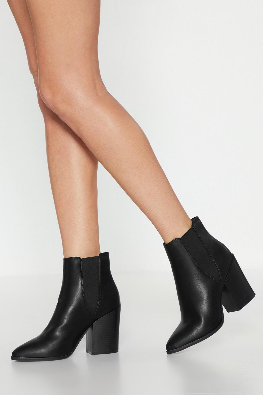 Faux Leather Pointed Toe Chelsea Boots |