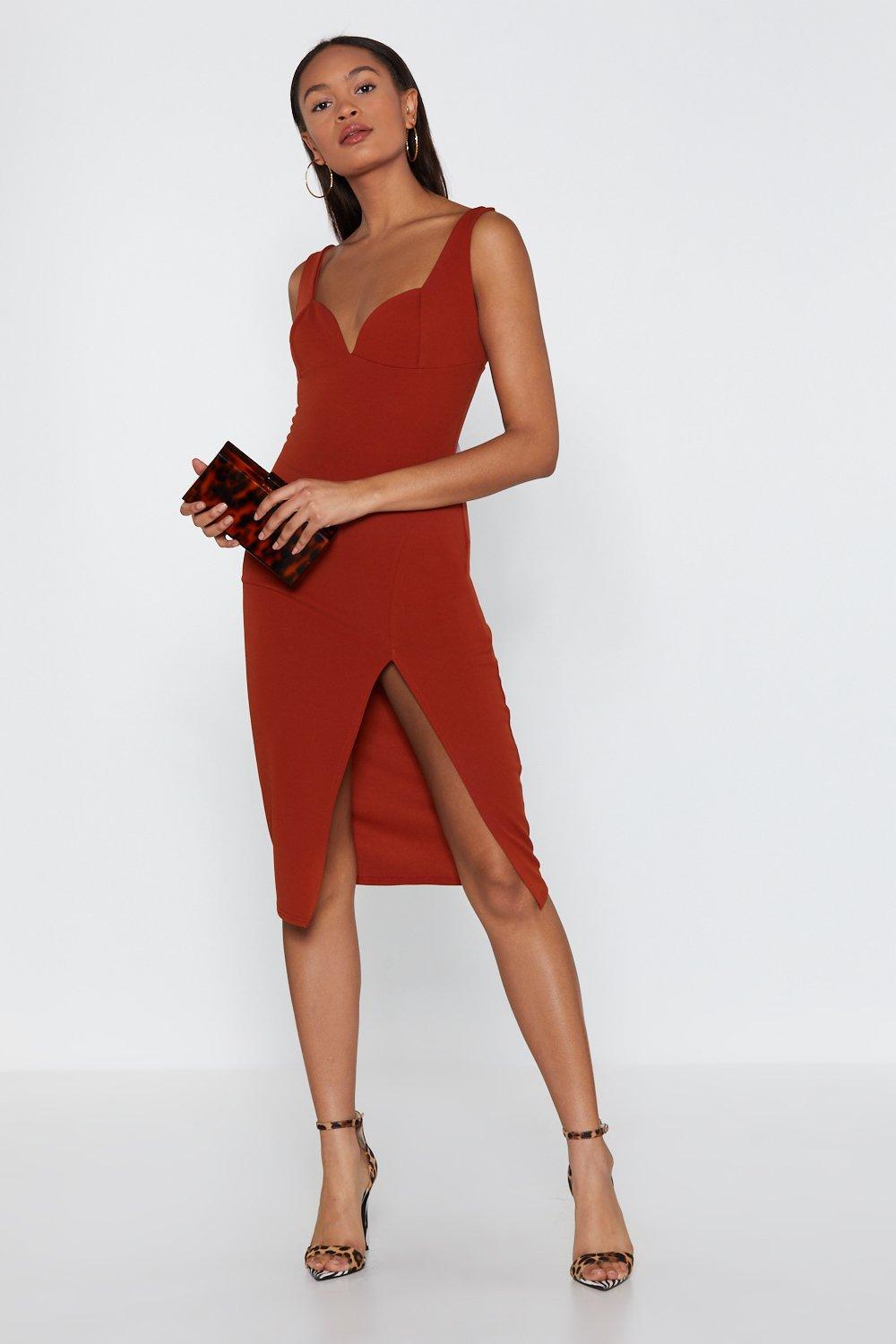 plunge down midi dress nasty gal