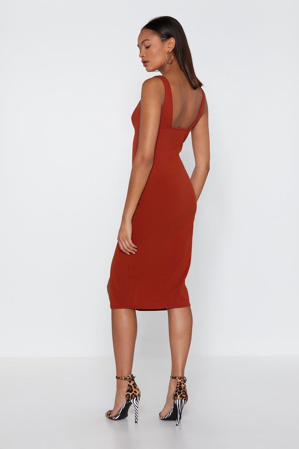 Nasty gal plunge hot sale down midi dress