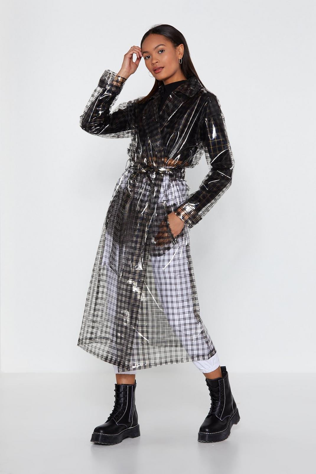 Black Check Clear Trench Coat image number 1