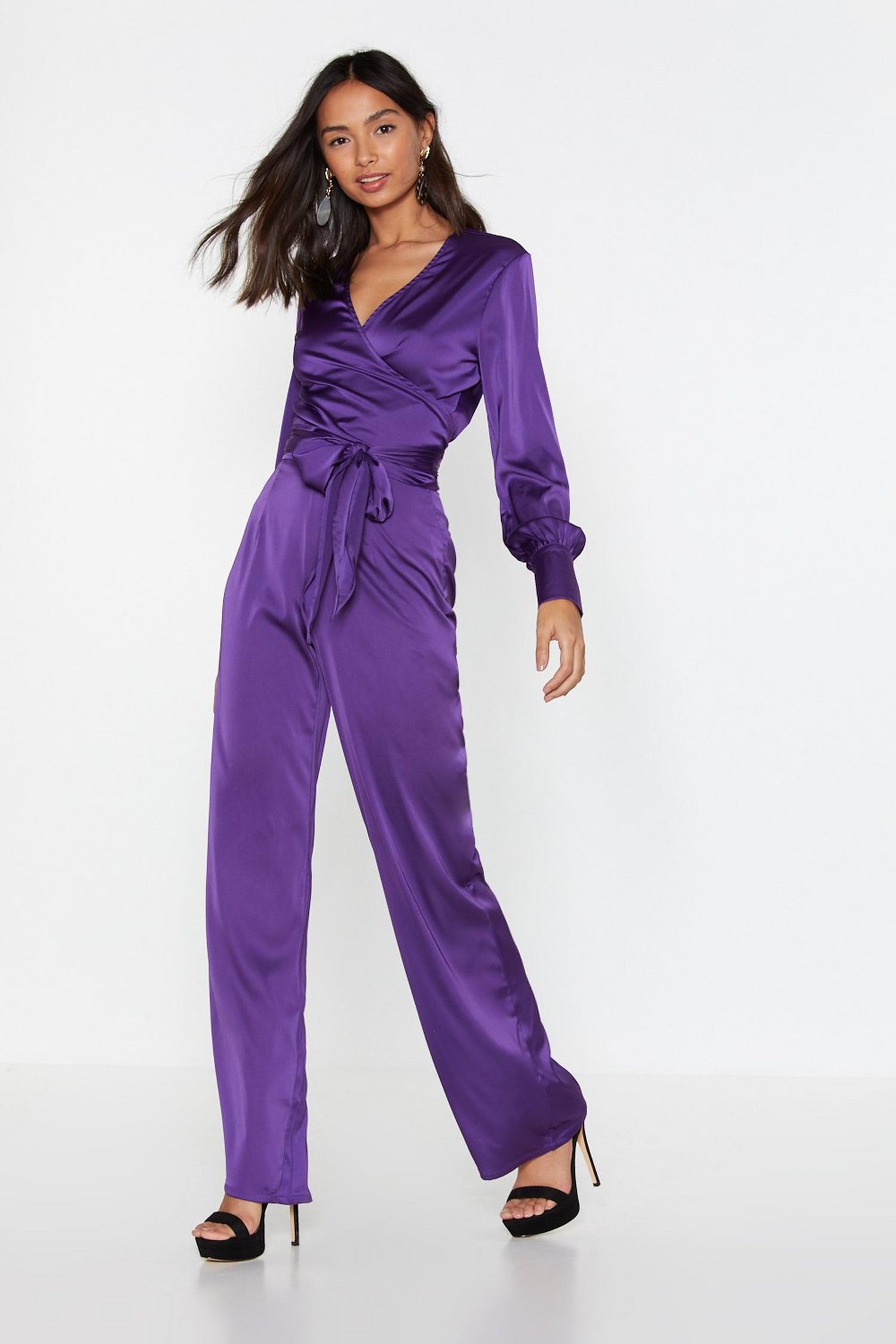 Wide Here Satin High-Waisted Pants | Nasty Gal