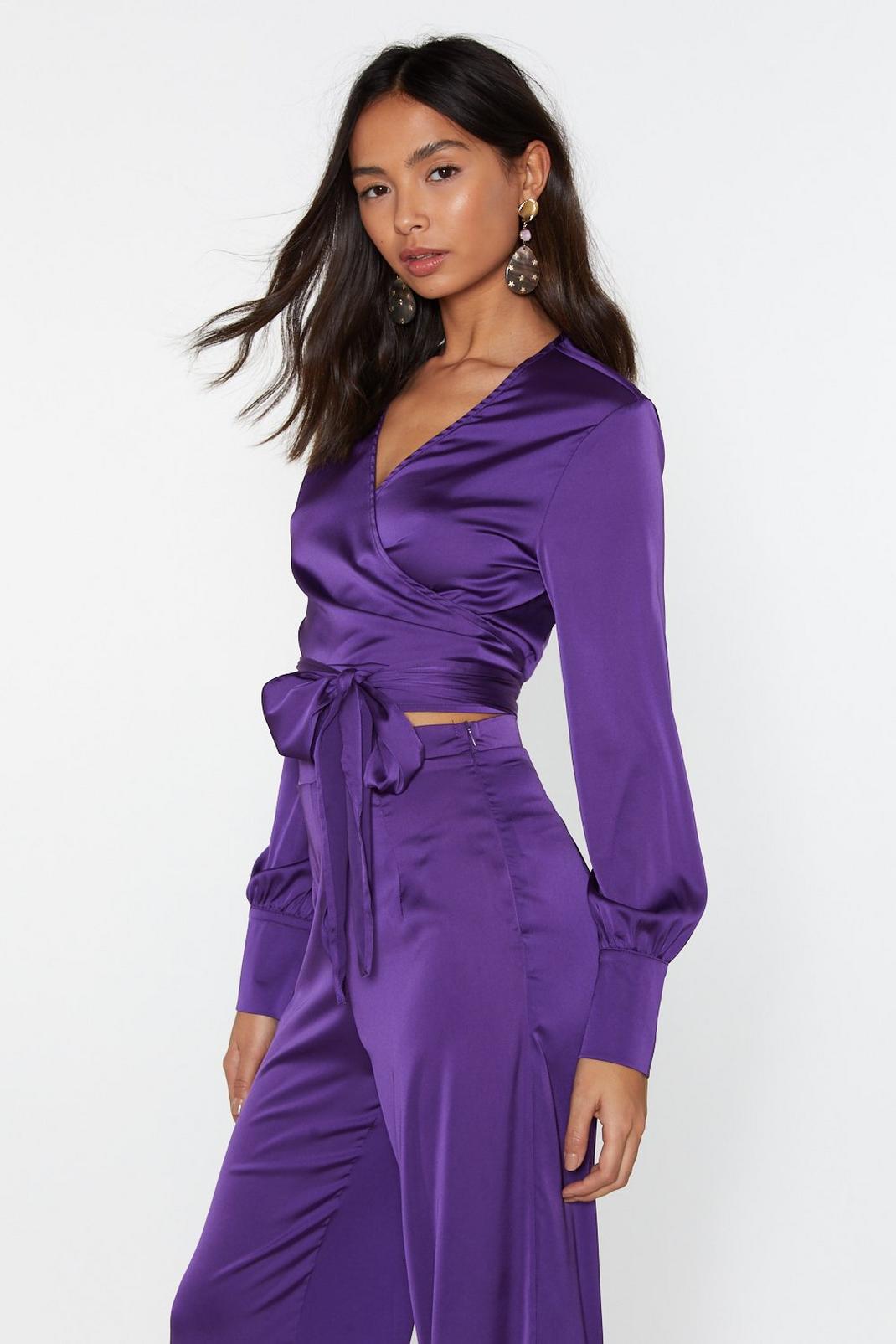 You're Satin Luck Tie Wrap Top image number 1