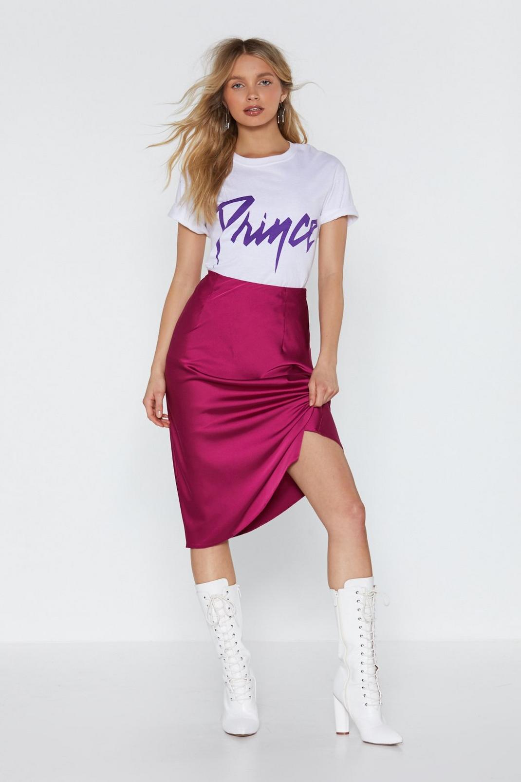 Just My Type Satin Midi Skirt image number 1