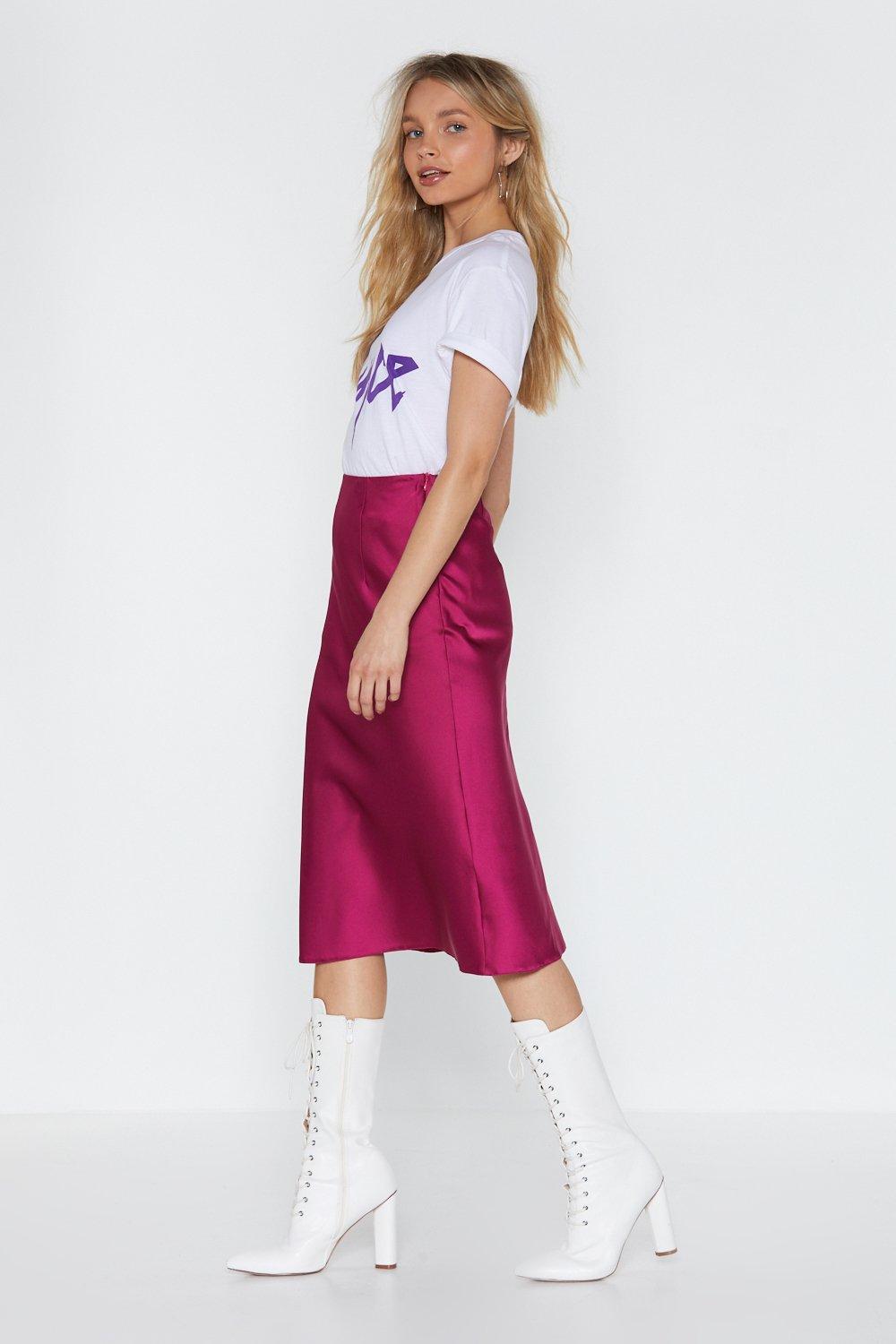 Just my type 2025 satin midi skirt