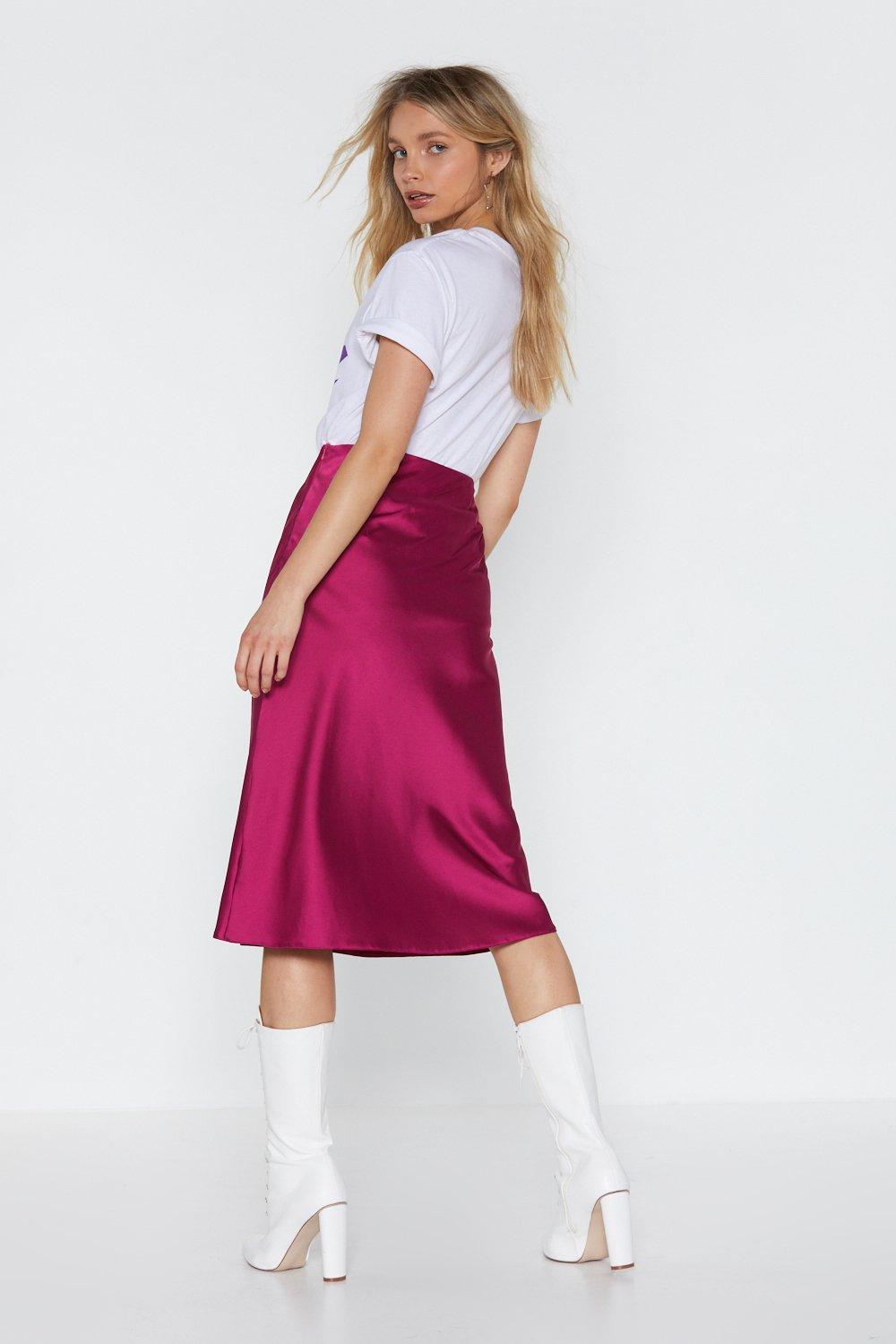 Just My Type Satin Midi Skirt Nasty Gal