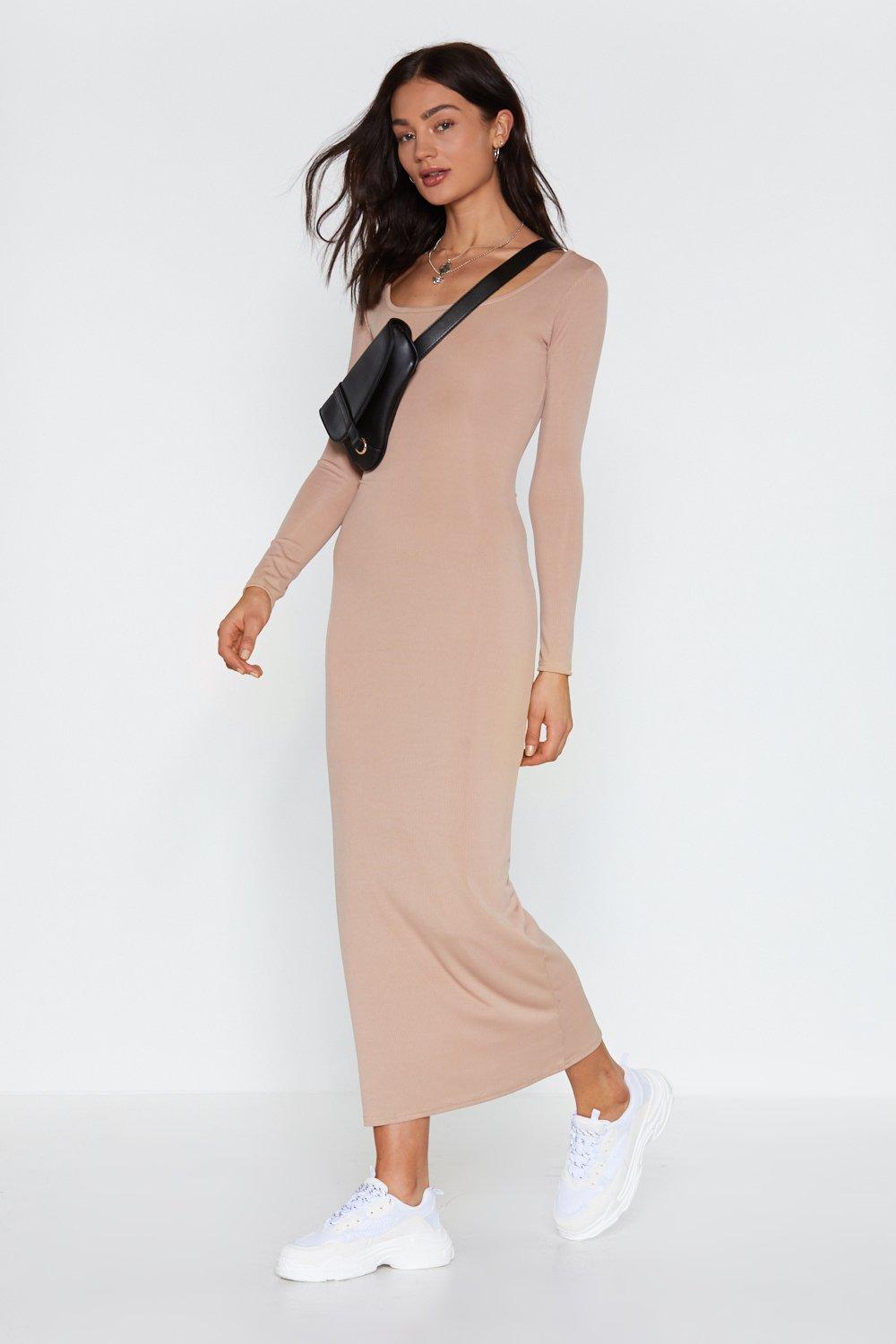 maxi ribbed dress long sleeve