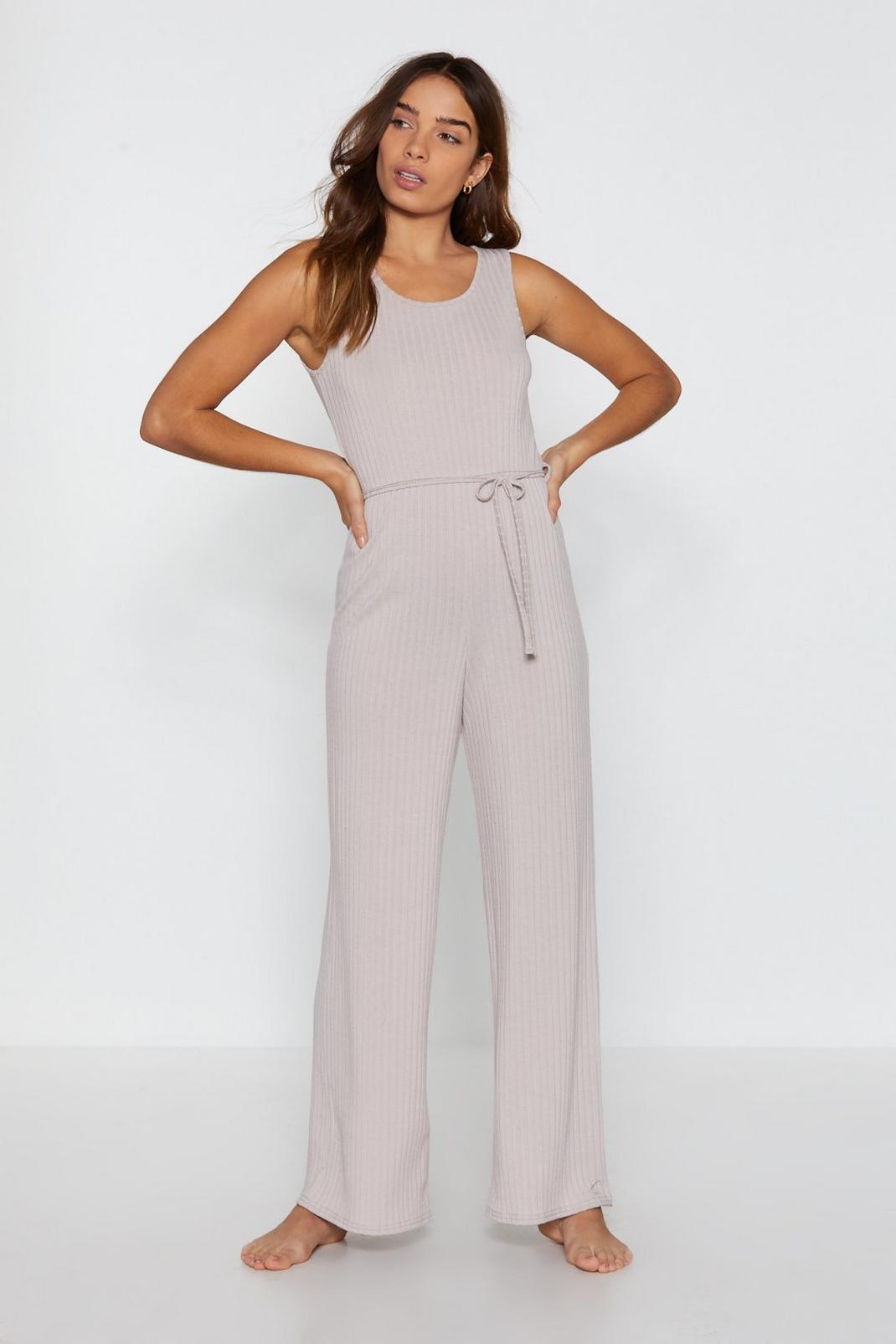 That Tie of Day Ribbed Wide-Leg Lounge Jumpsuit image number 1