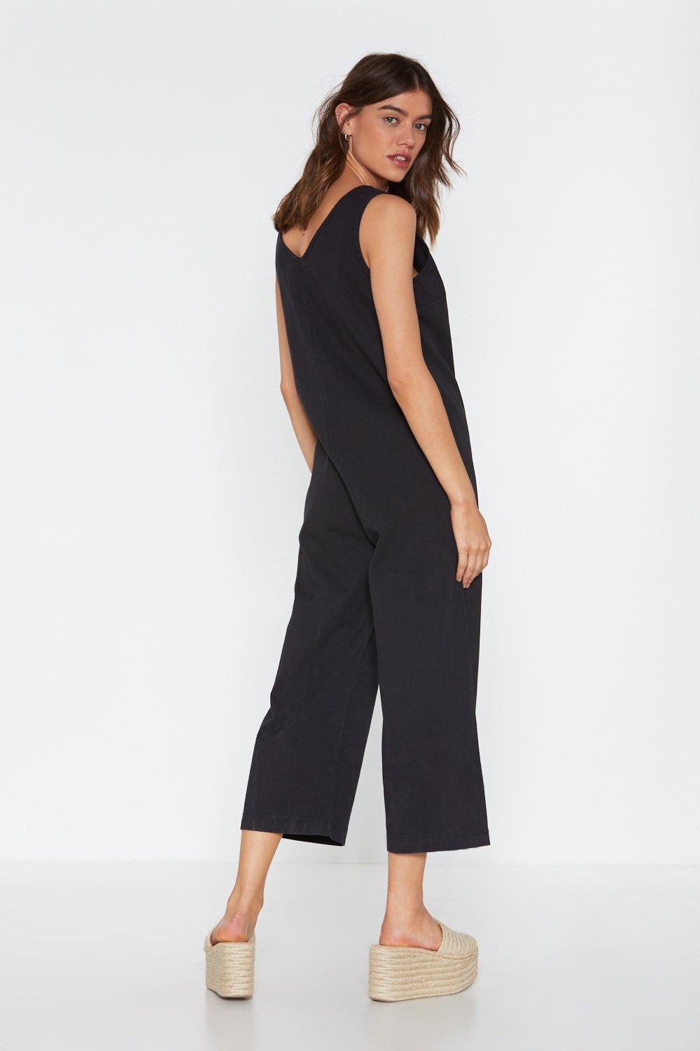 All of a Button Wide Leg Jumpsuit Nasty Gal