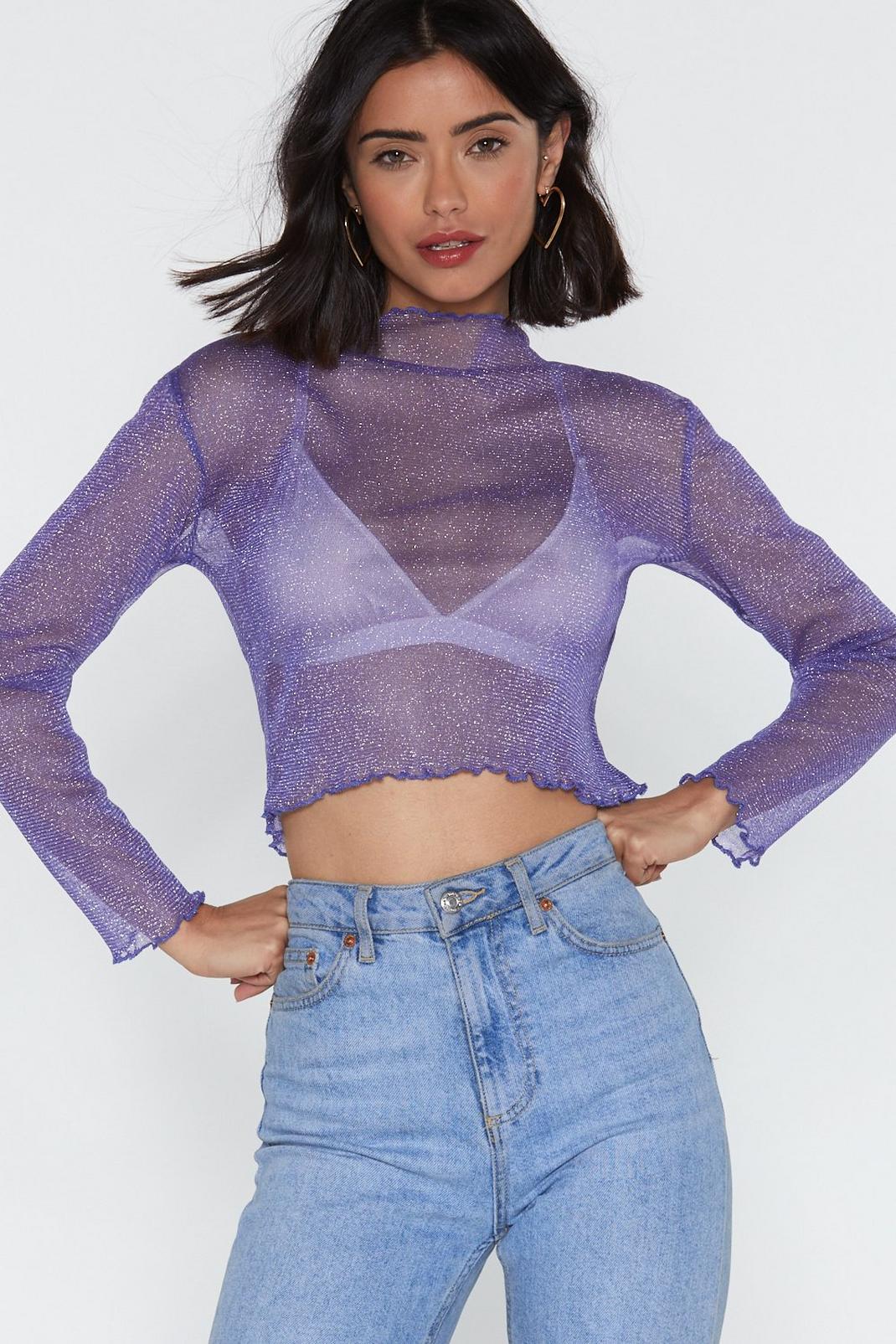 Mesh With the Best Glitter Crop Top image number 1