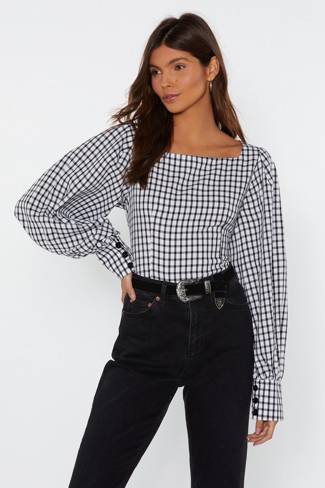 Taking Square of Business Gingham Blouse image number 1