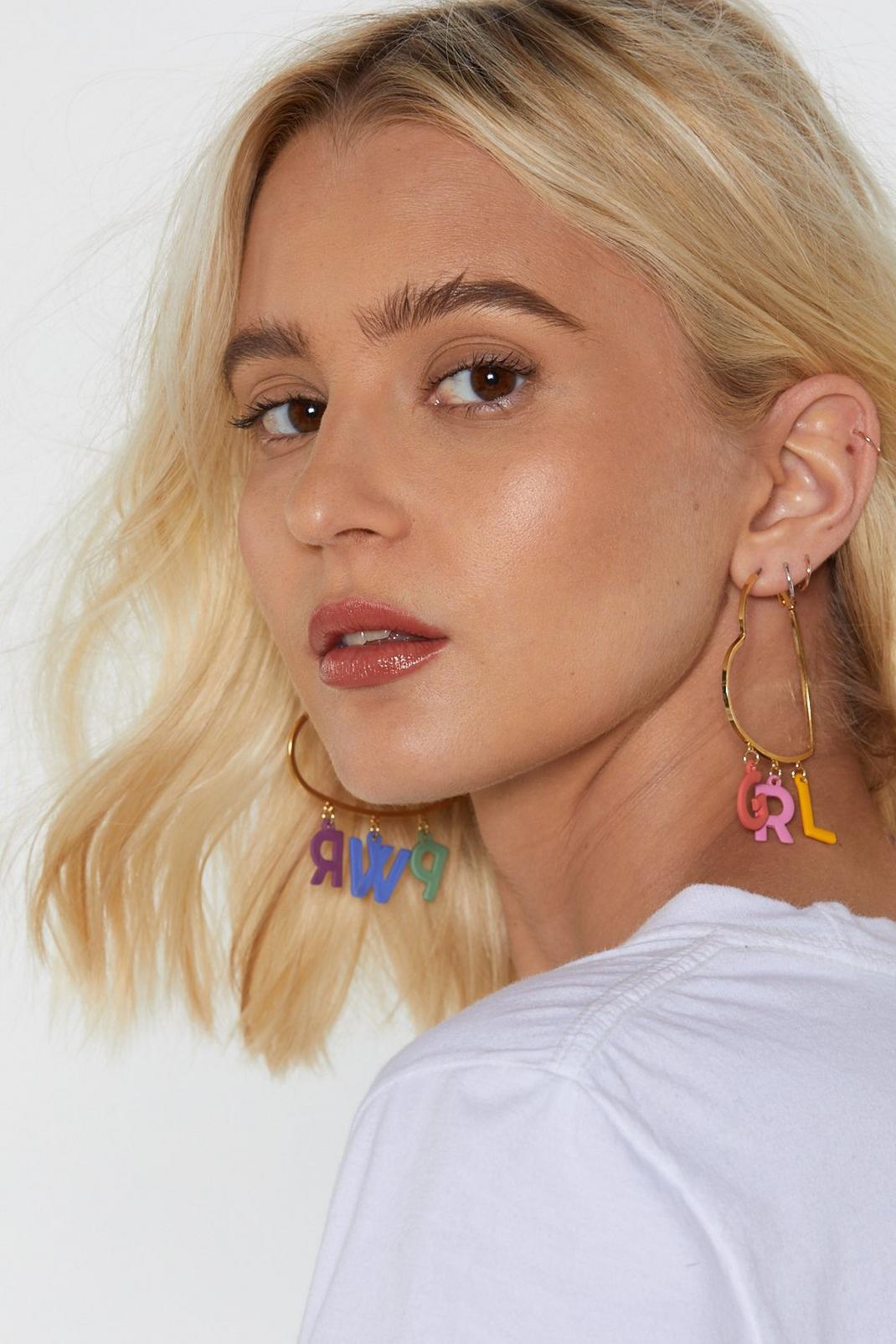 All About Grl Pwr Multicolored Hoop Earrings image number 1